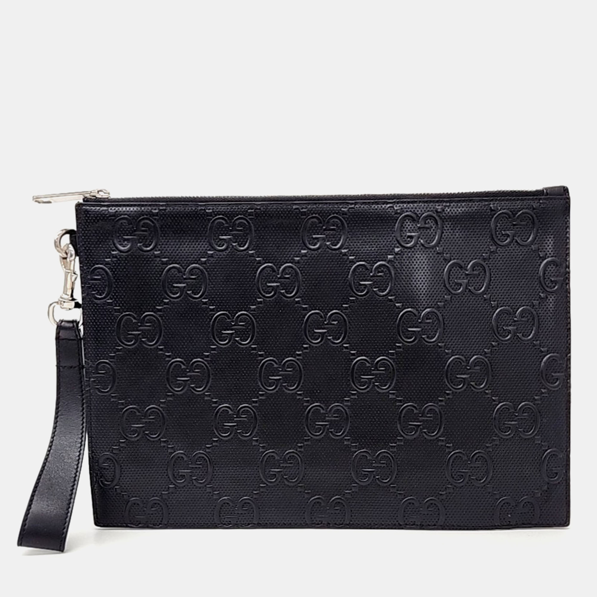 

Gucci GG Emboss Clutch Bag, Black