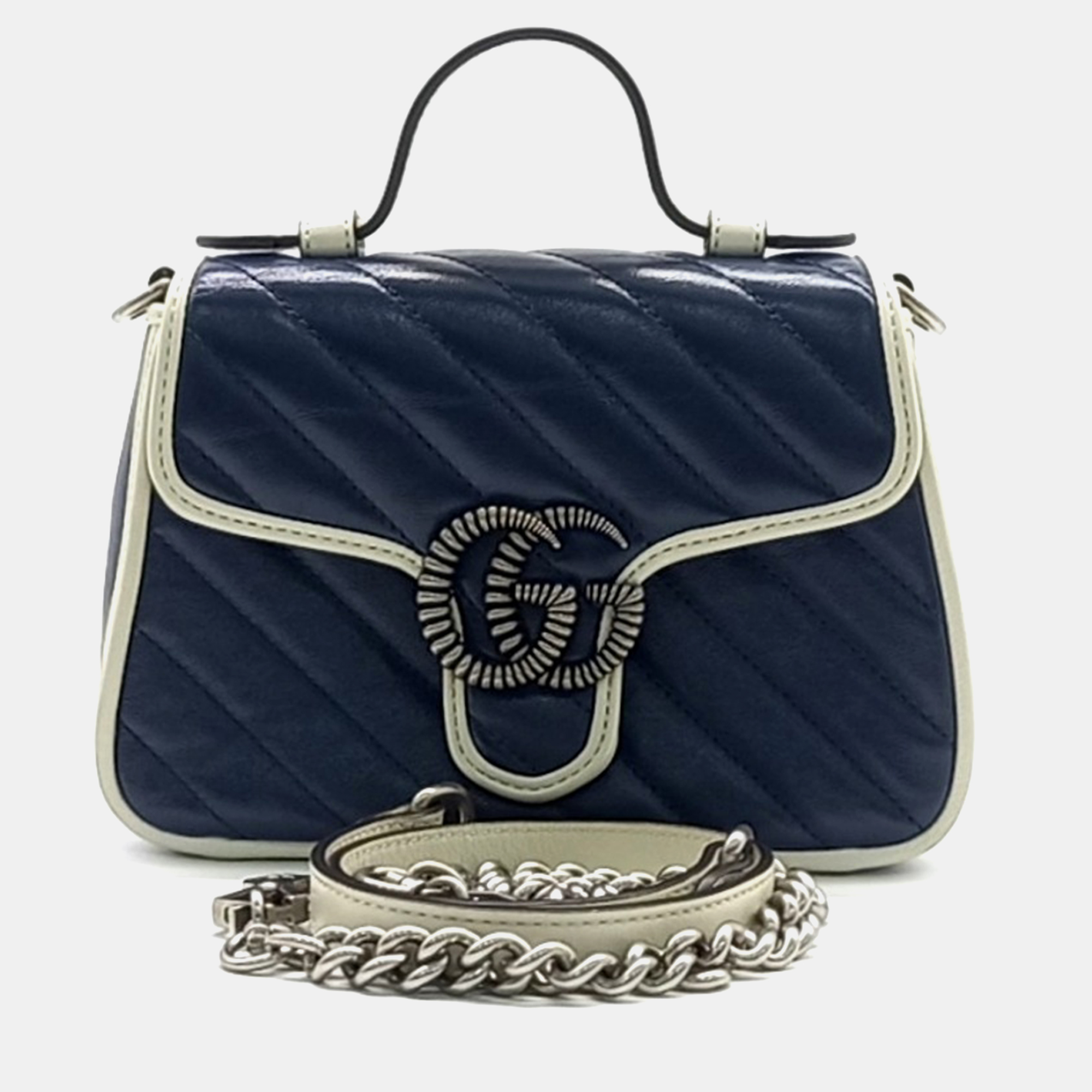 

Gucci GG Marmont Mini Top Handle Bag, Navy blue