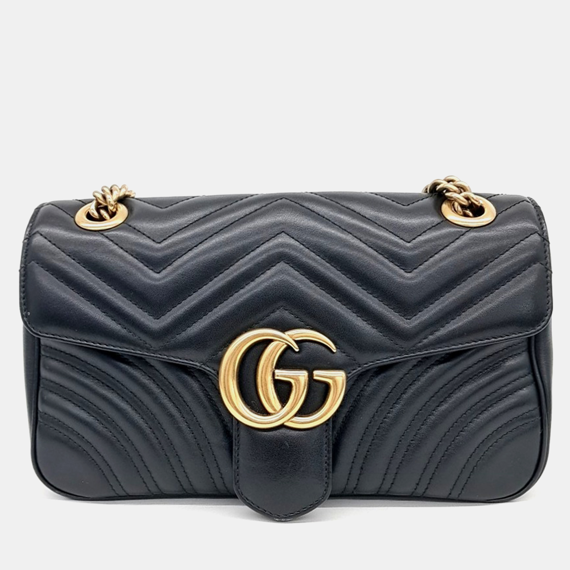 Pre-owned Gucci Marmont Matrace Shoulder Bag In Black