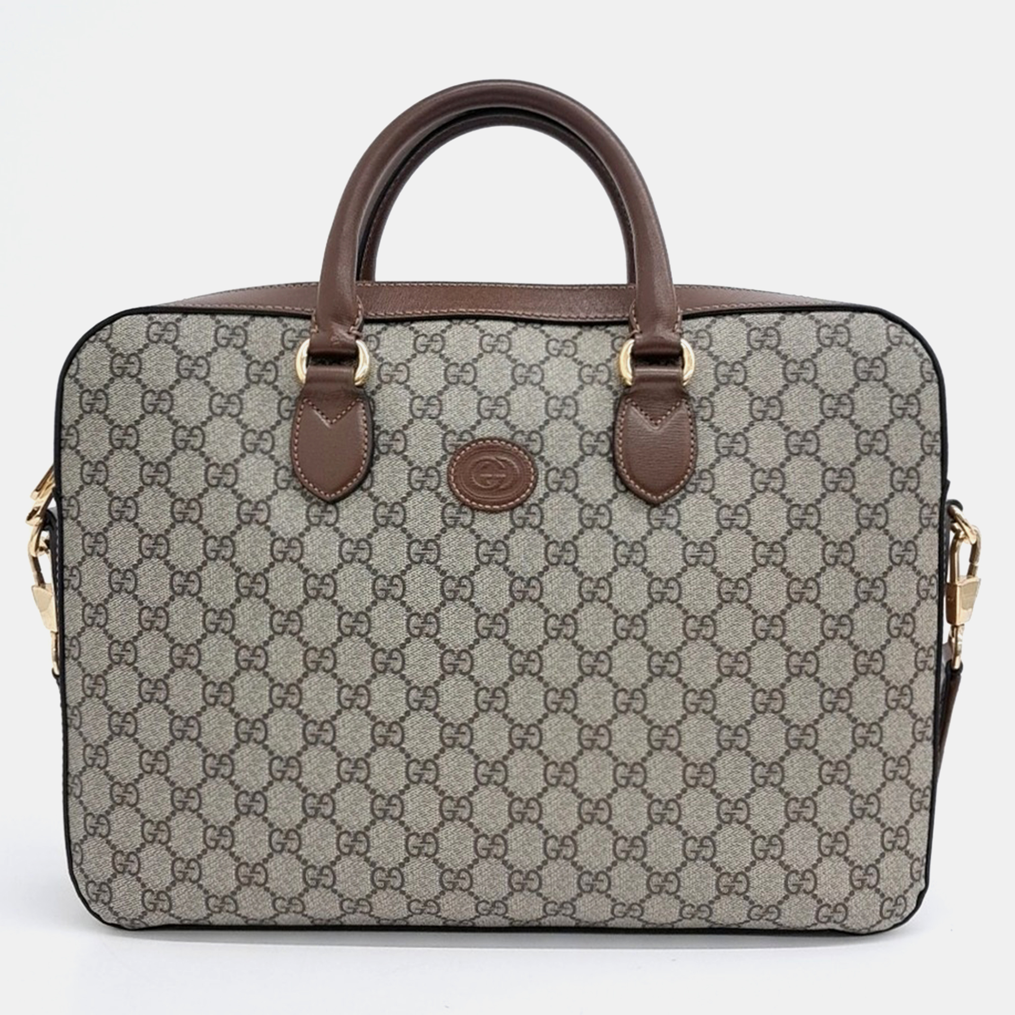 

Gucci Interlocking Brief Case Bag, Beige