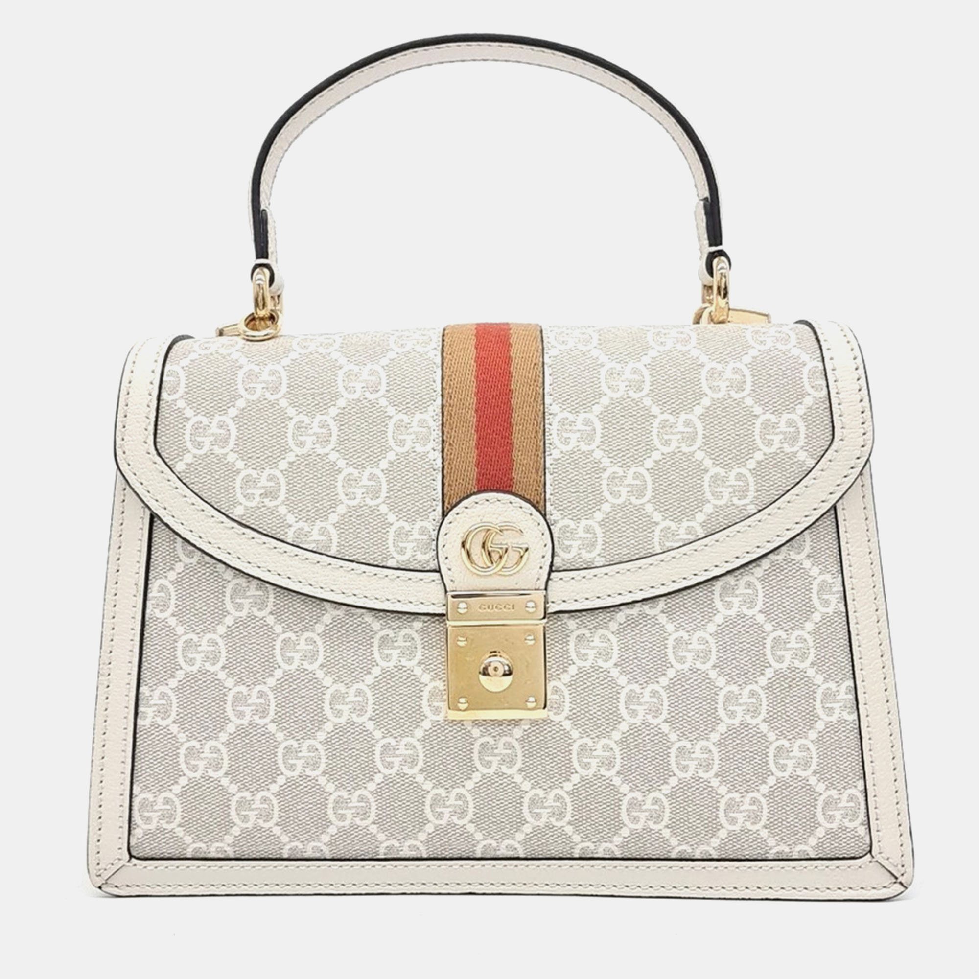 Pre-owned Gucci Ophidia Top Handle Bag In Beige