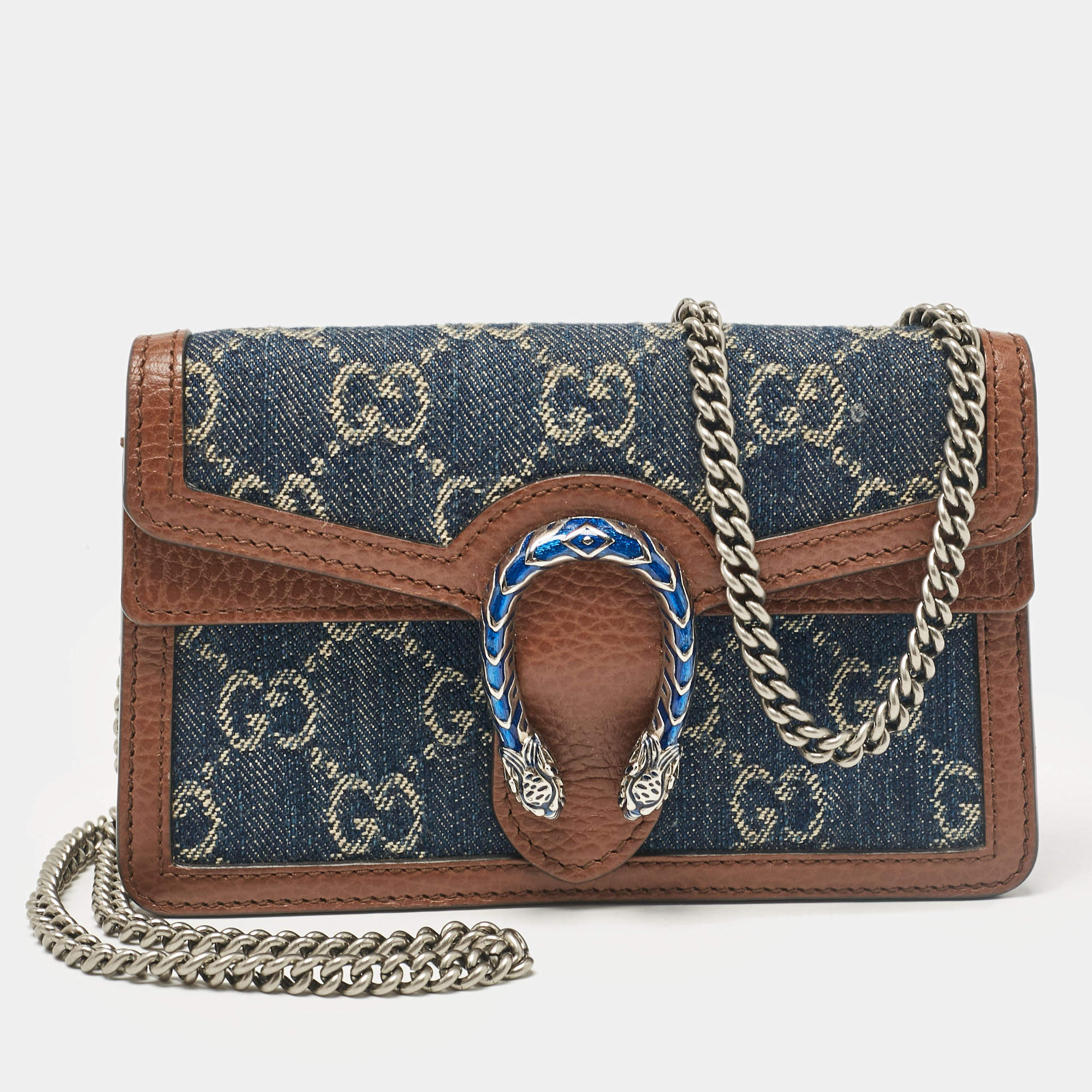 

Gucci Blue/Brown GG Denim and Leather Super Mini Dionysus Bag