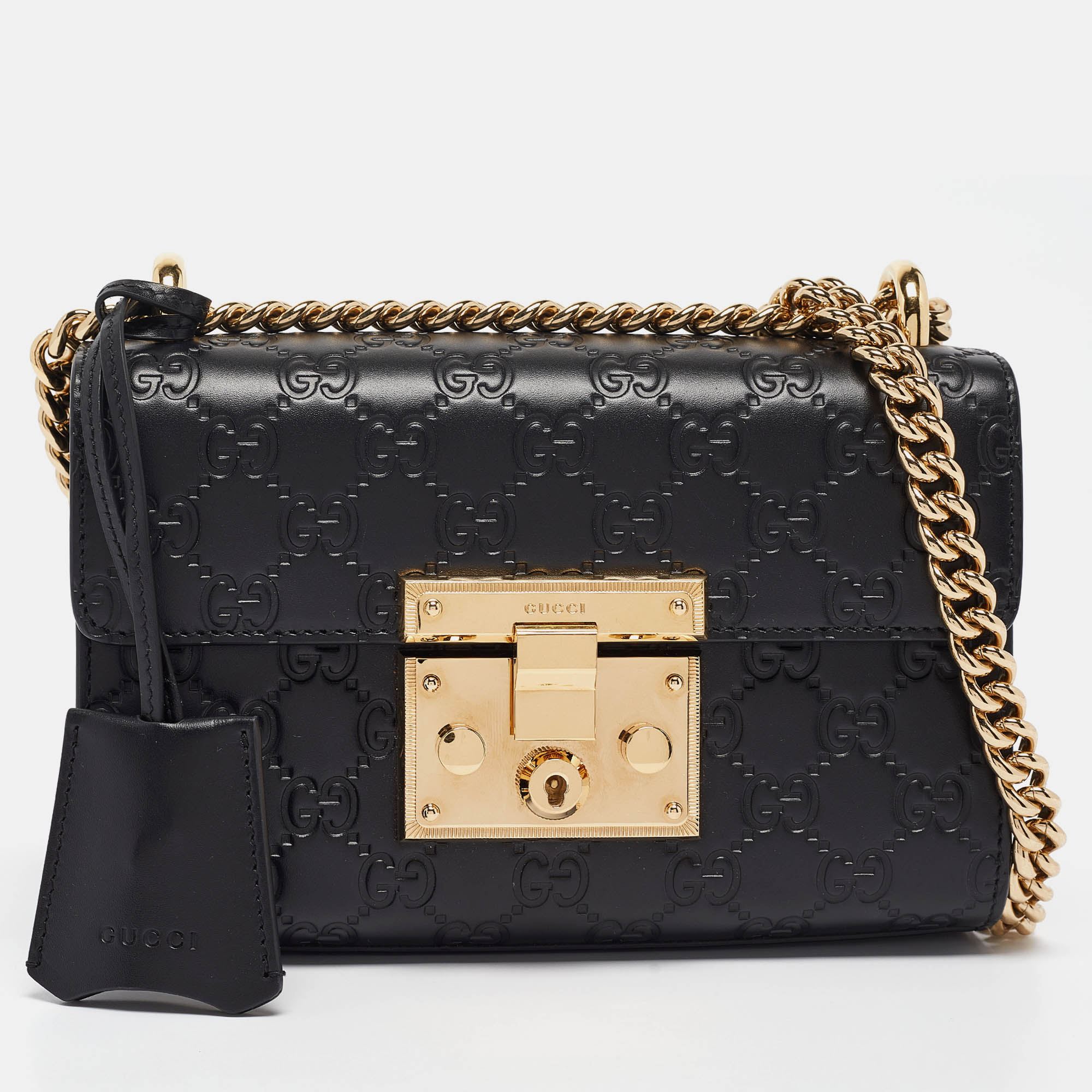 

Gucci Black Guccissima Leather  Padlock Shoulder Bag