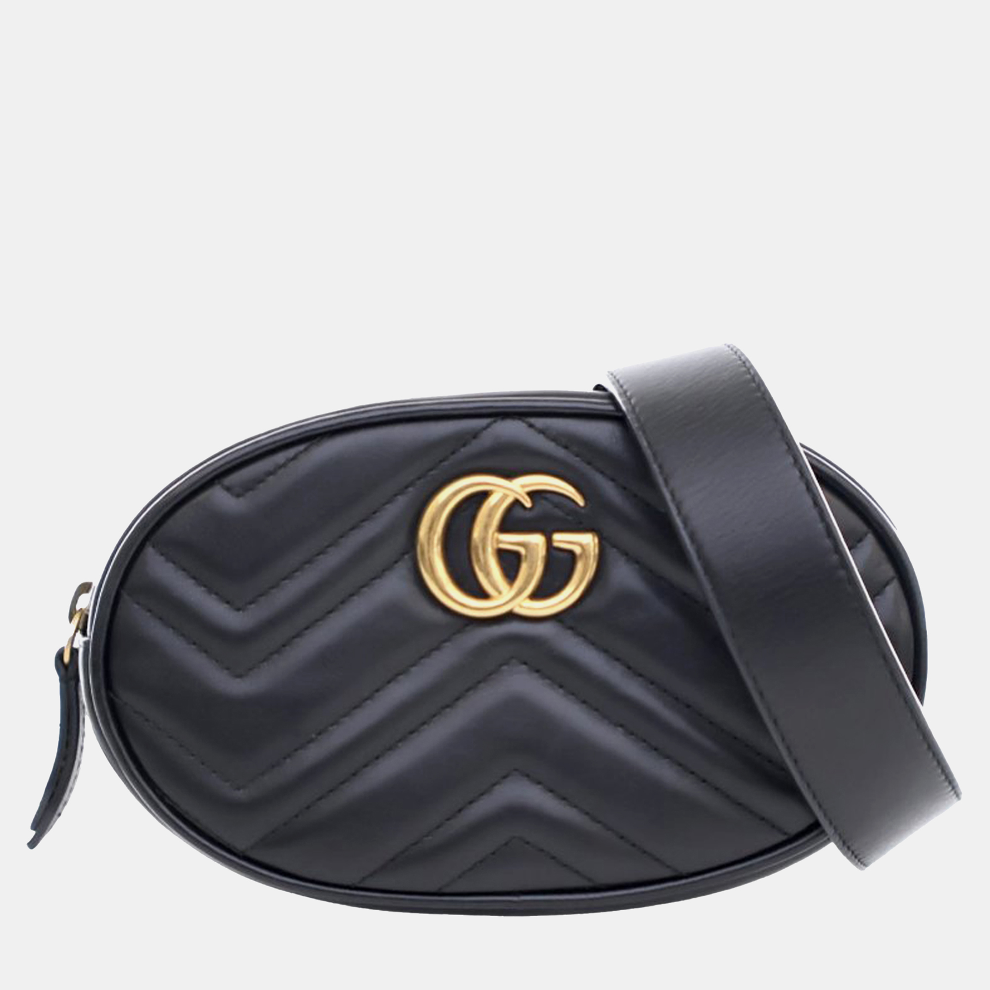 

Gucci GG Marmont Leather Matelasse Belt Bag, Black