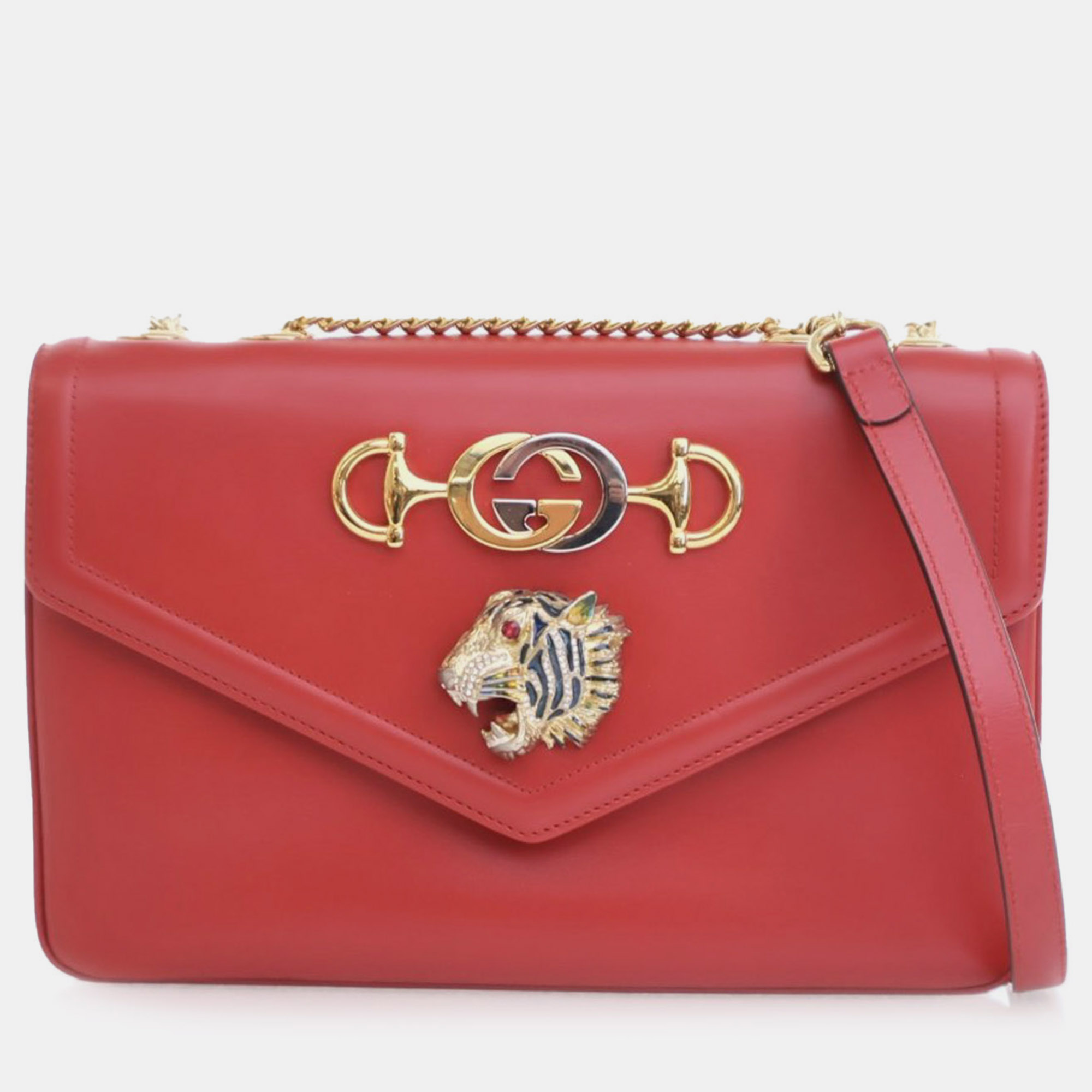 

Gucci Red Leather Rajah Medium Crossbody Bag