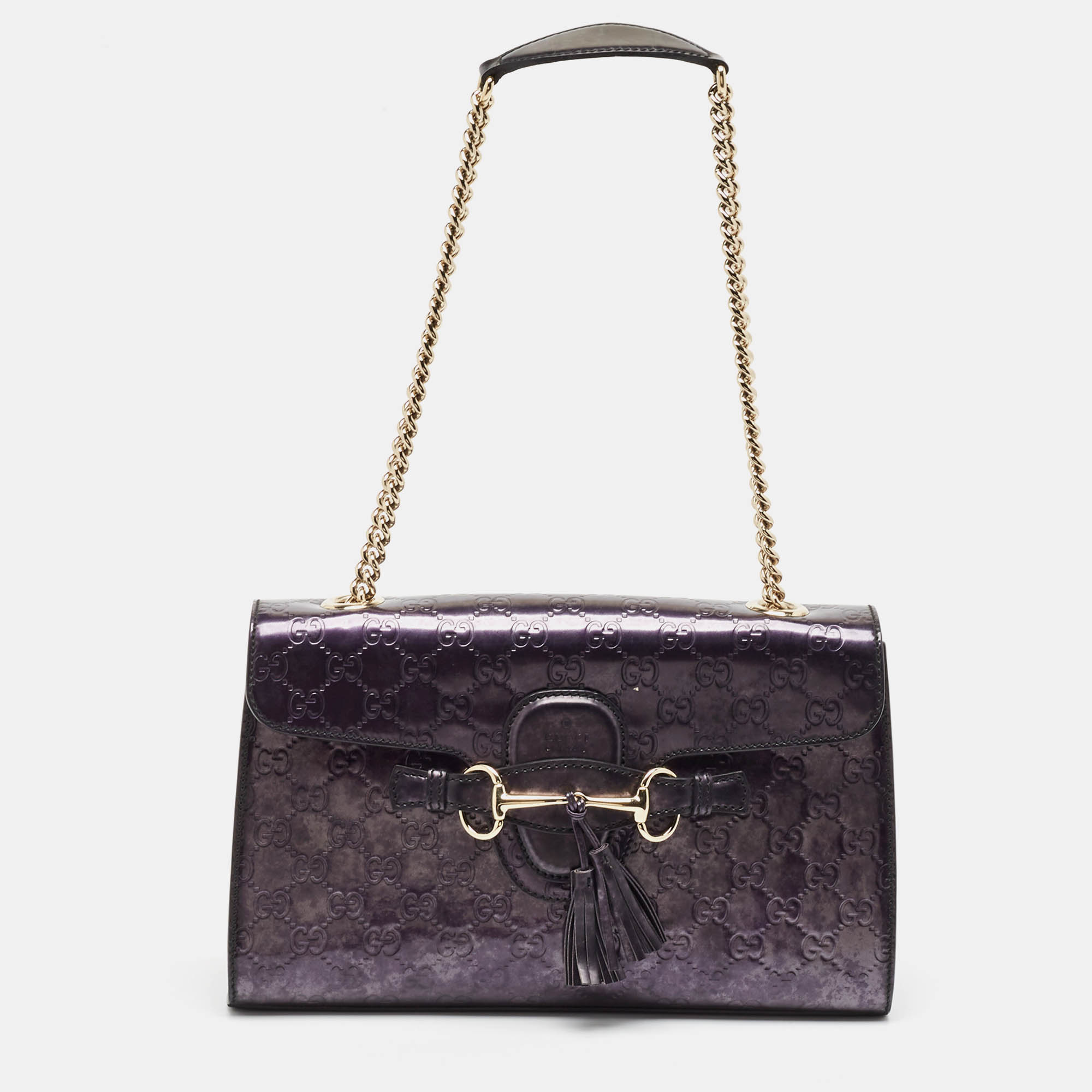 

Gucci Purple Guccissima Patent Leather Medium Emily Shoulder Bag