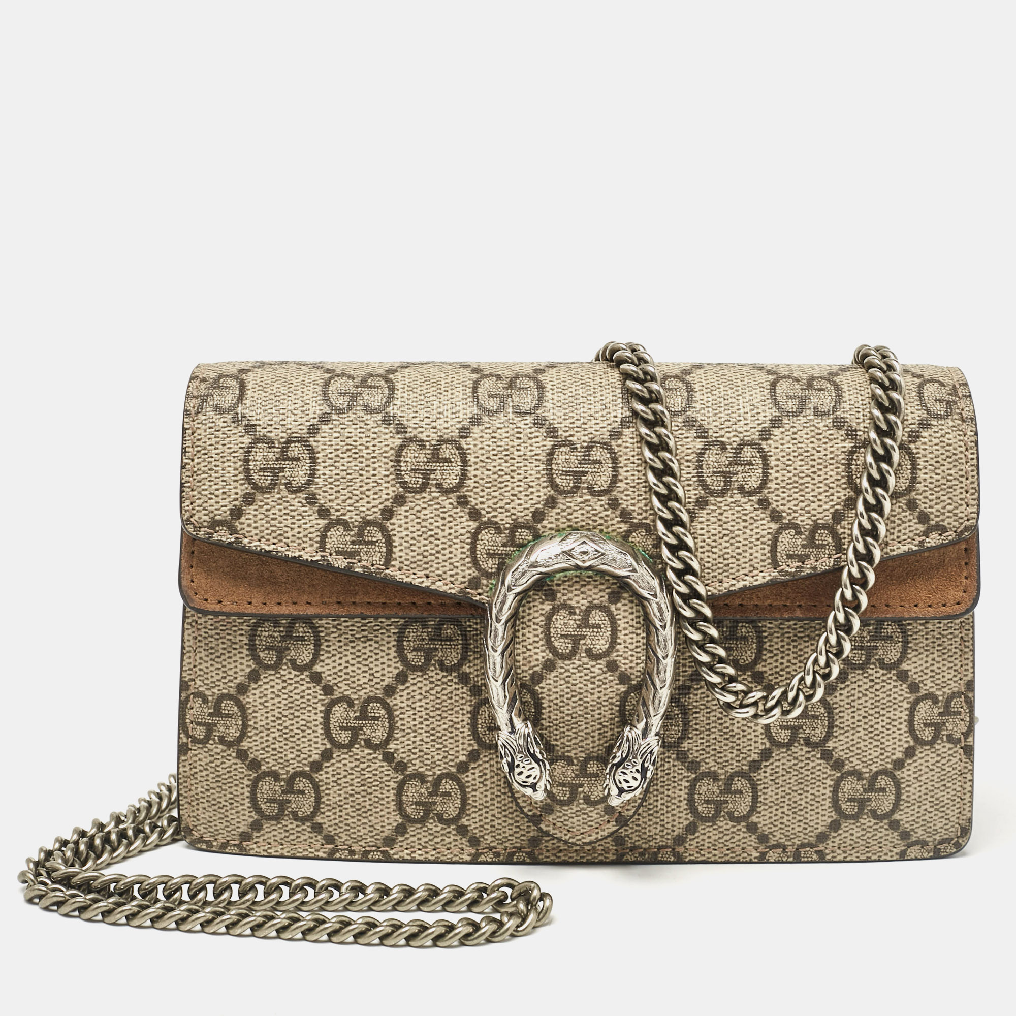 

Gucci Beige Coated Canvas and Suede Super Mini Dionysus Crossbody Bag