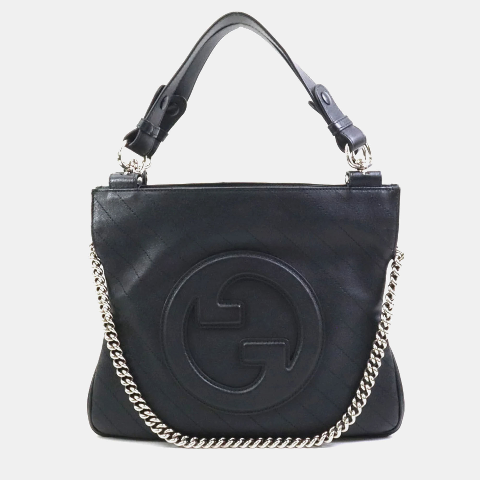 Pre-owned Gucci Black Leather Blondie Small Tote Bag