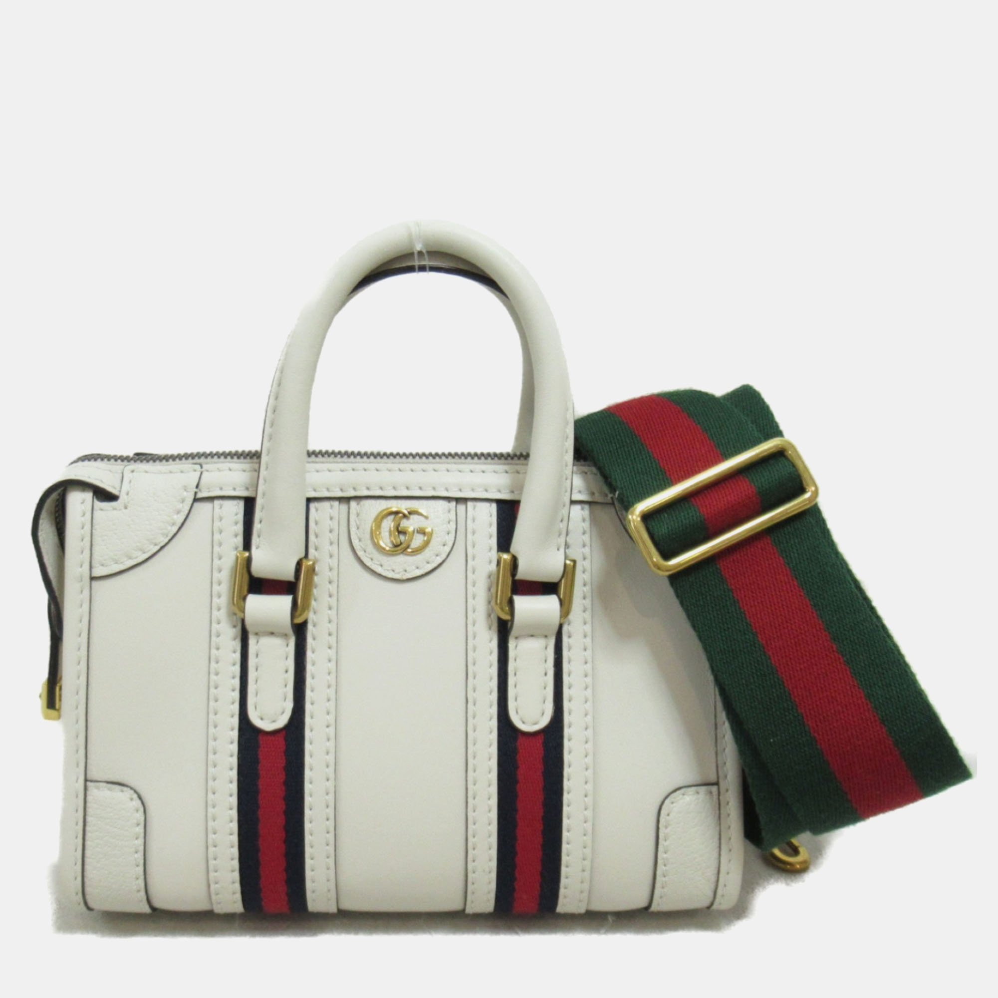 Pre-owned Gucci White Leather Mini Top Handle Shoulder Bag