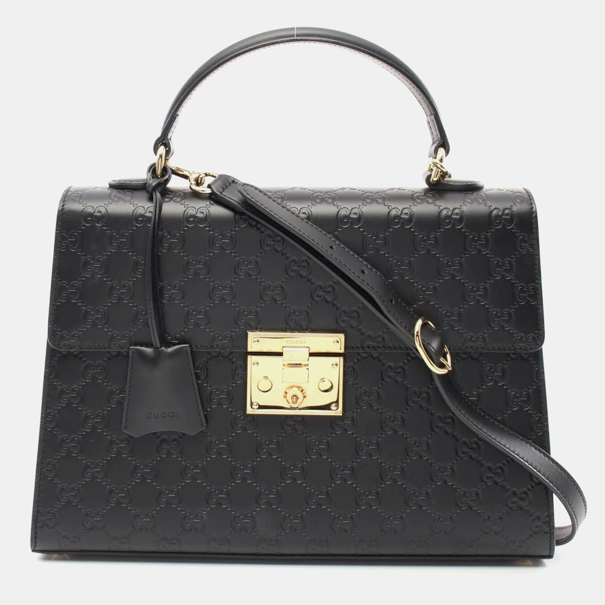 

Gucci Black Leather Padlock Guccissima Handbag