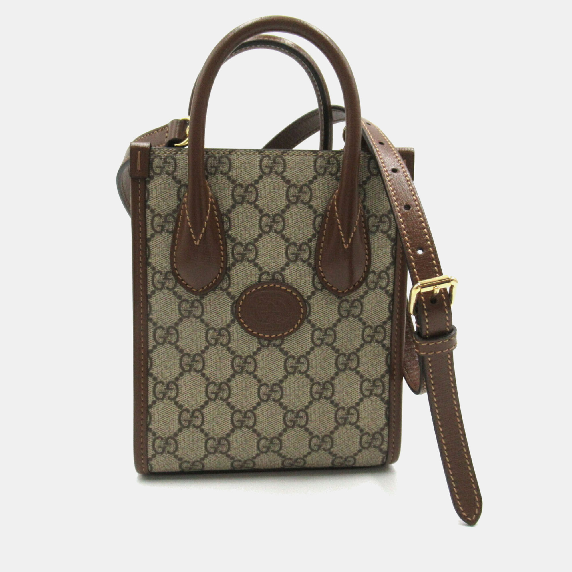 Pre-owned Gucci Brown Coated Canvas Leather Interlocking G Tote Bag