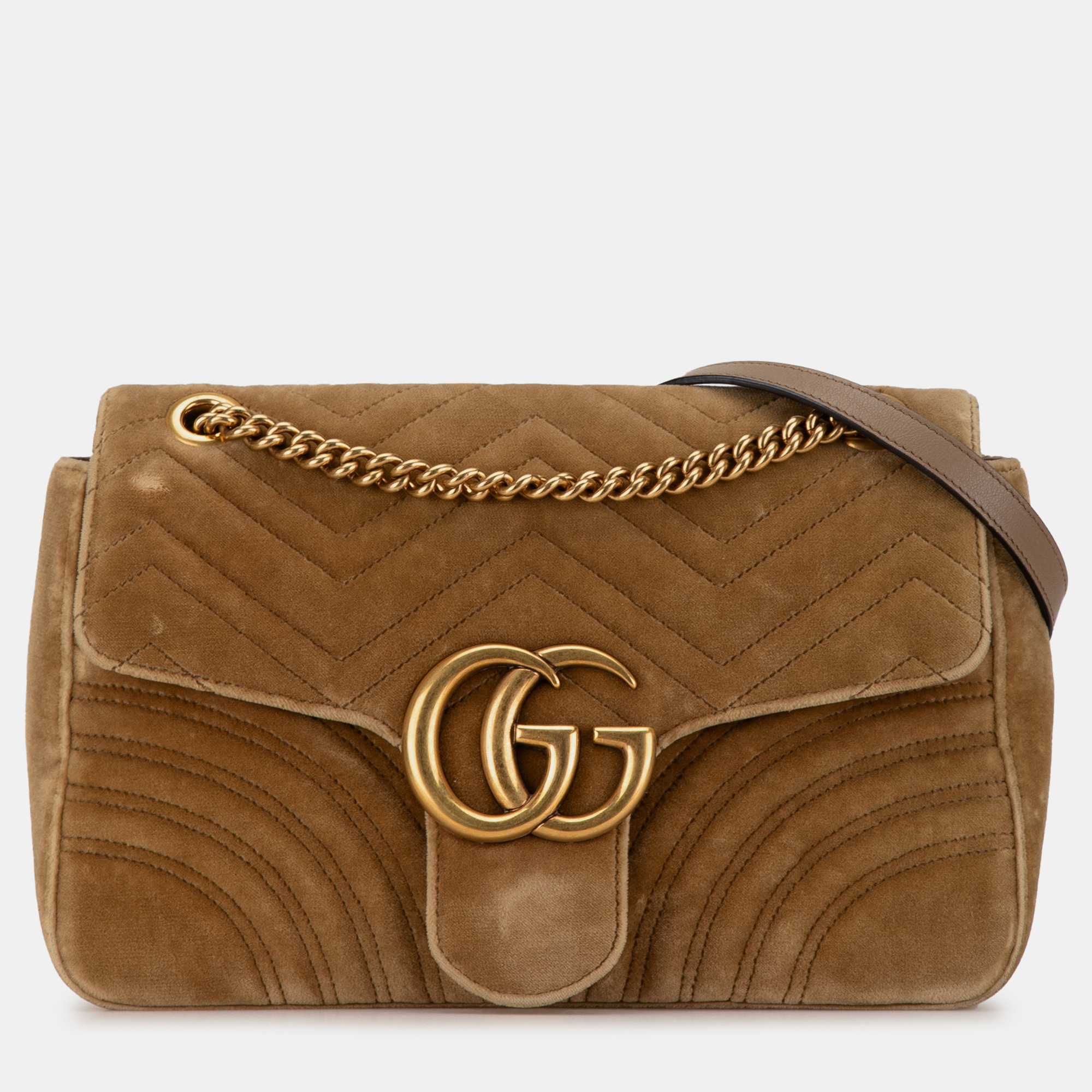 

Gucci Brown Medium GG Marmont Matelasse Velvet Shoulder Bag