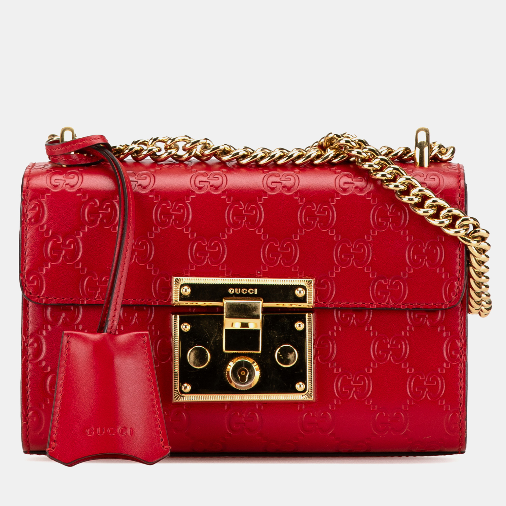 

Gucci Red Small Guccissima Padlock Crossbody