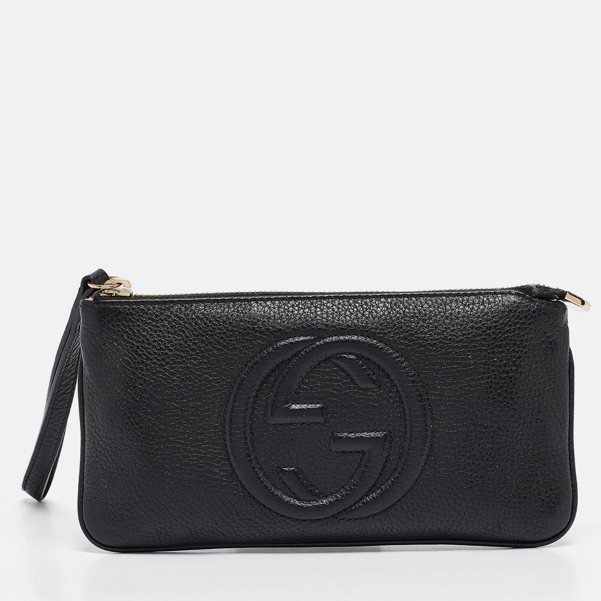 

Gucci Black Leather Soho Wristlet Clutch