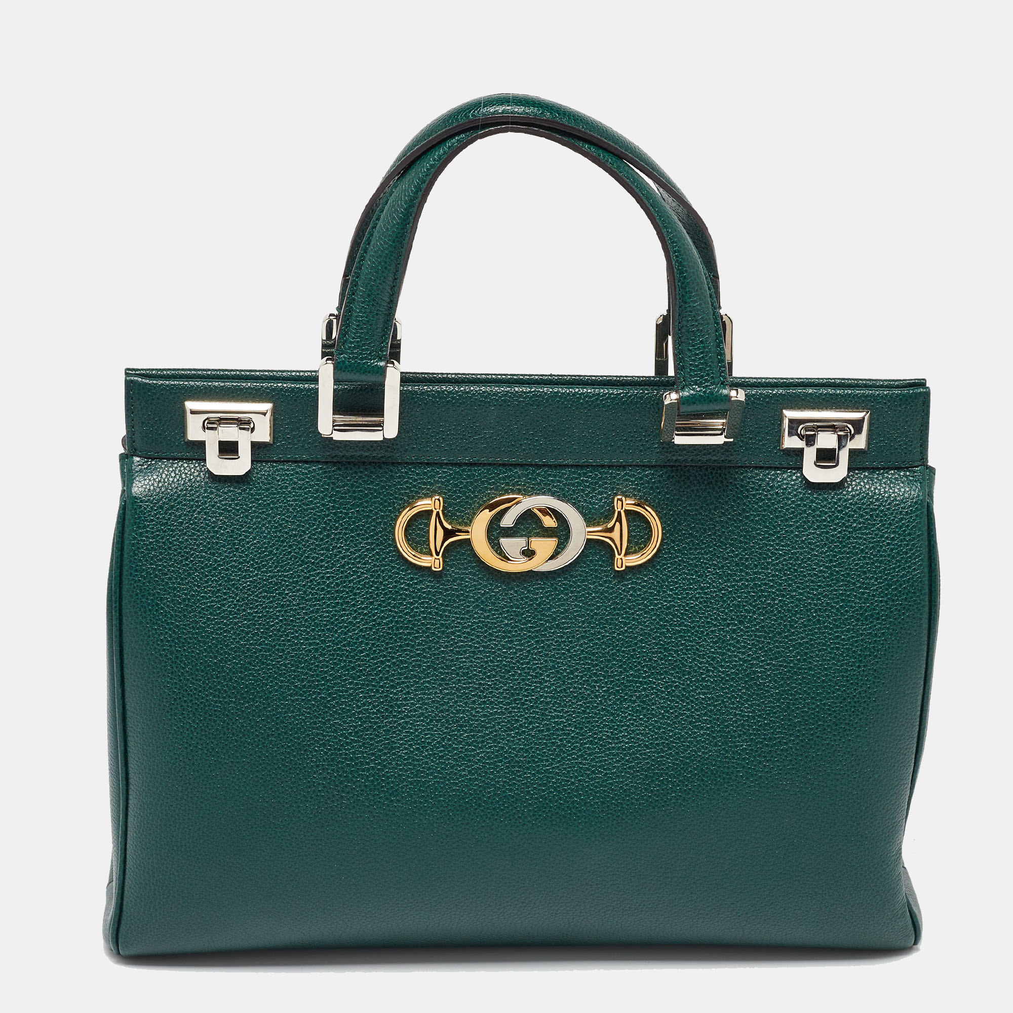 

Gucci Green Zumi Leather Medium Top Handle Bag