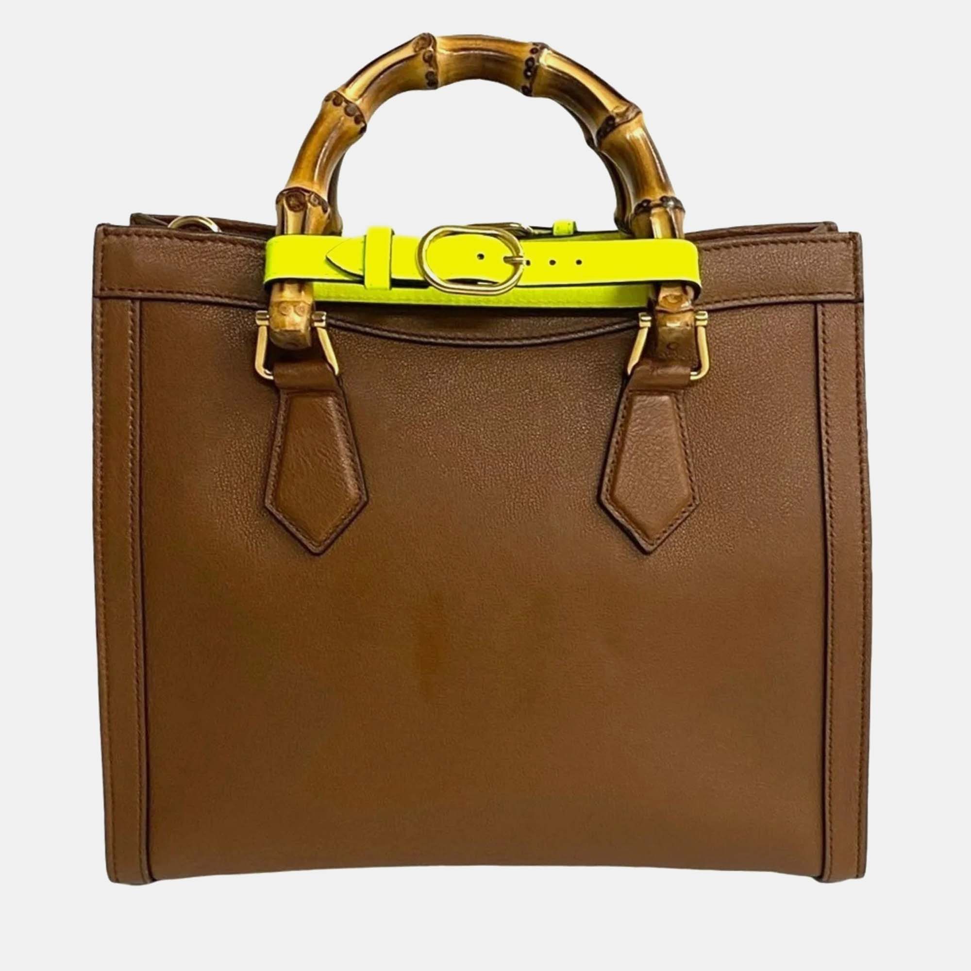 

Gucci Brown Diana Bamboo Leather Tote Bag