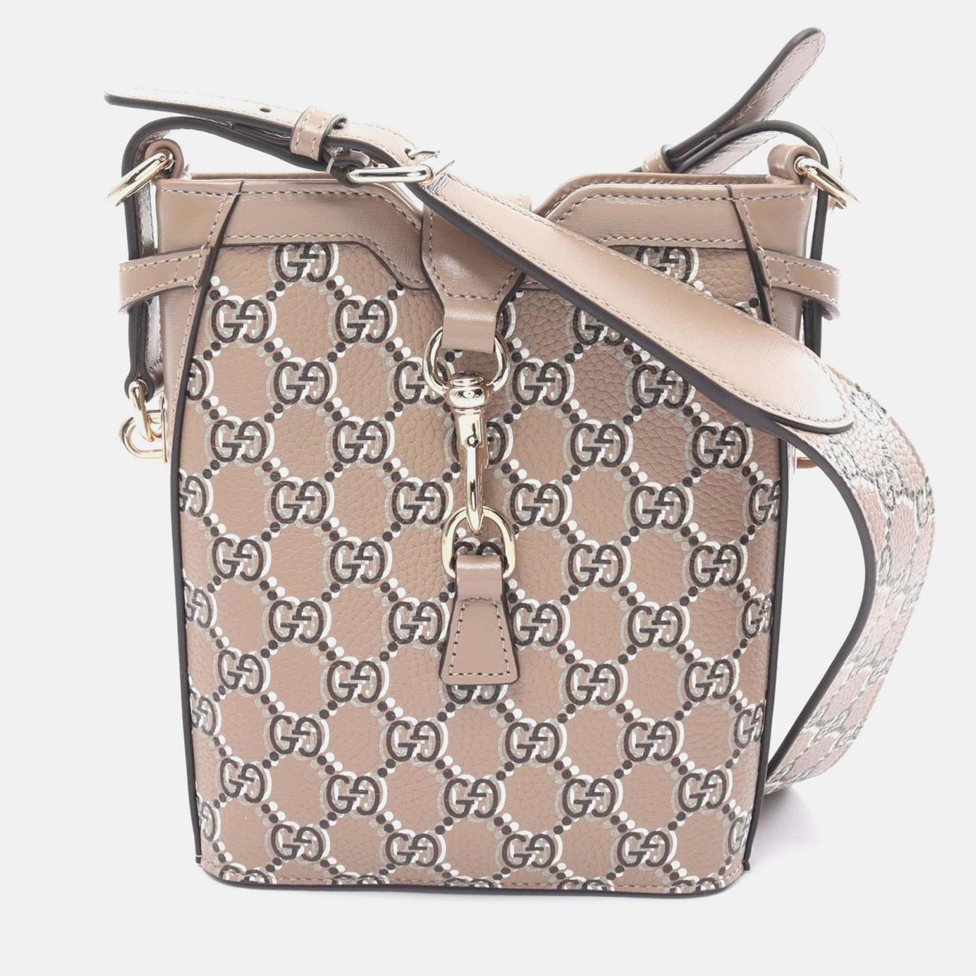 

Gucci Beige Leather GG Shadow Bucket Shoulder Bag