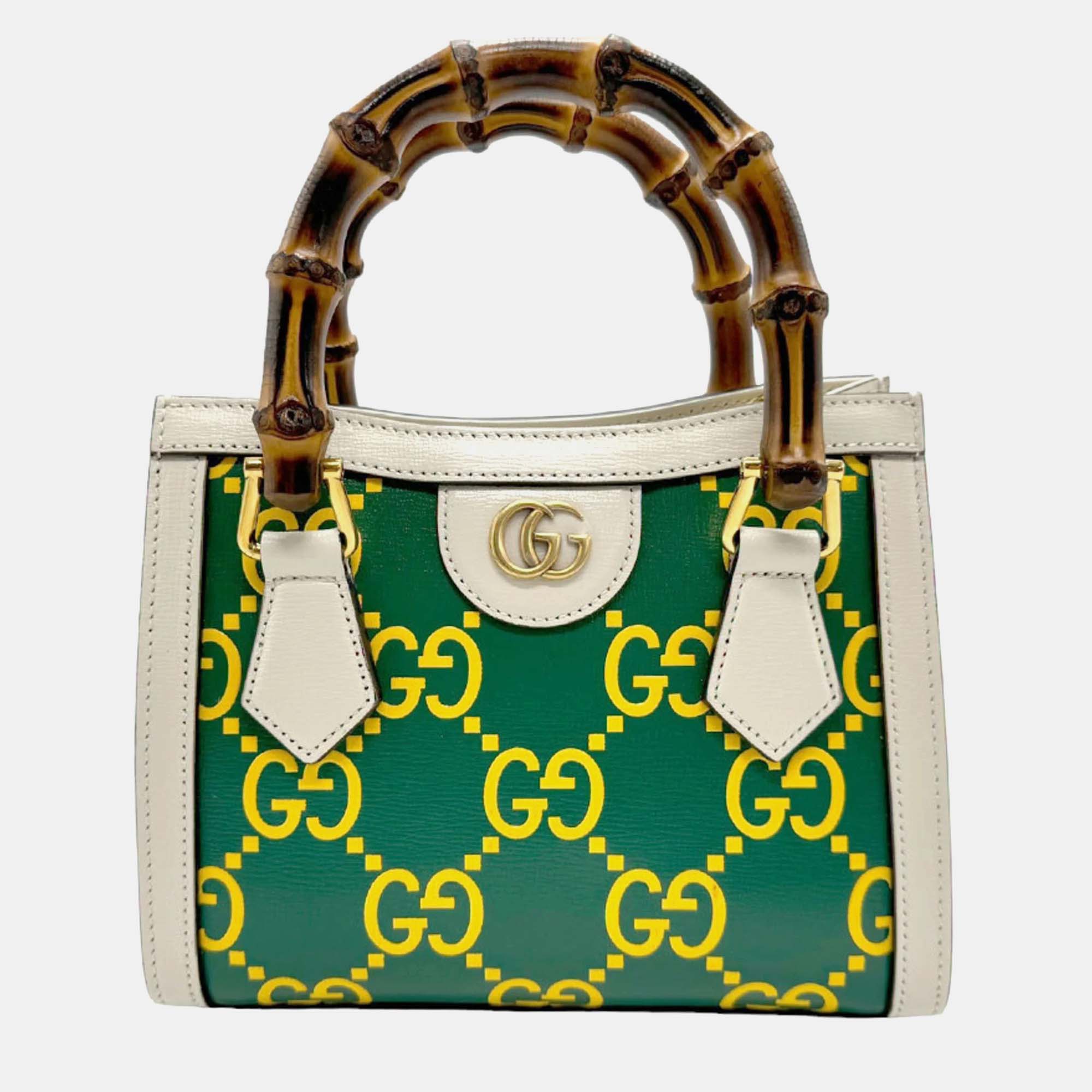 

Gucci Ivory x Green Yellow Leather Shoulder Bag