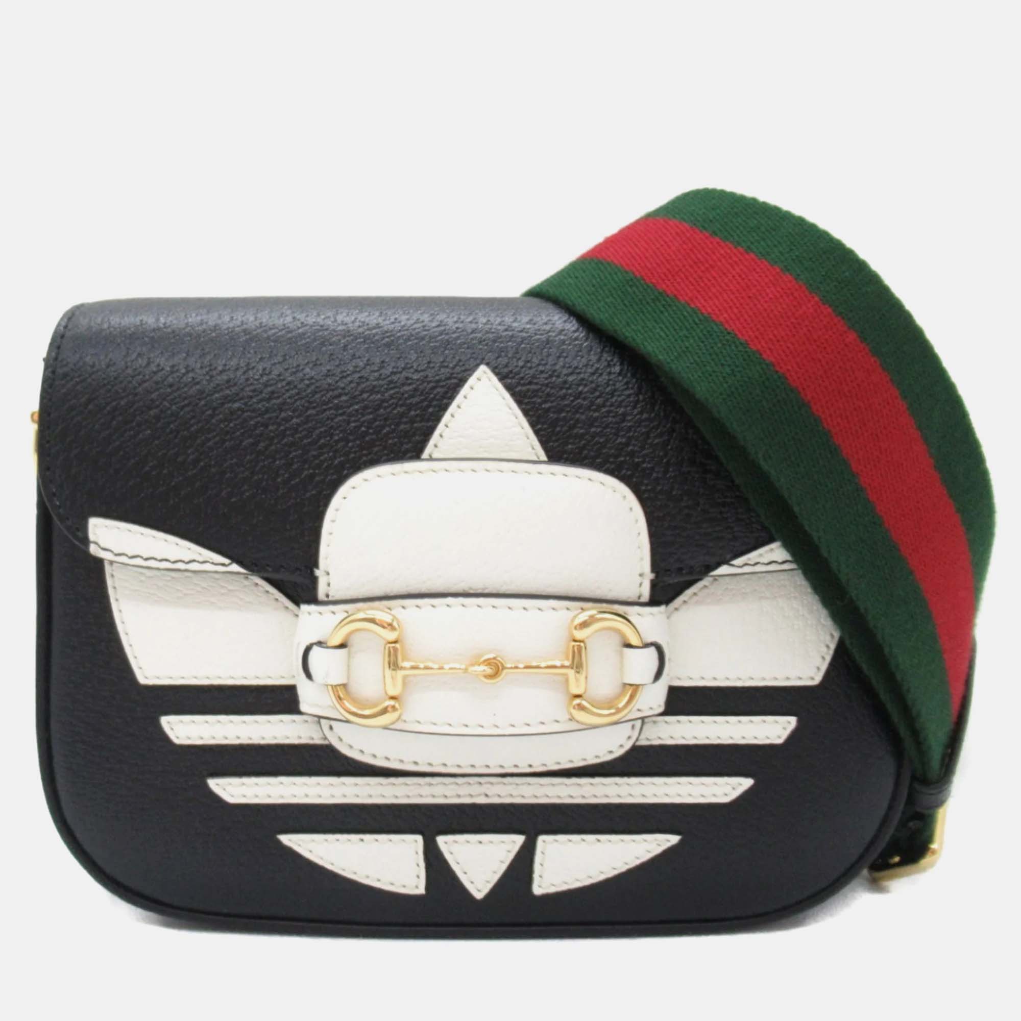 

Gucci x Adidas Black White Leather Shoulder Bag