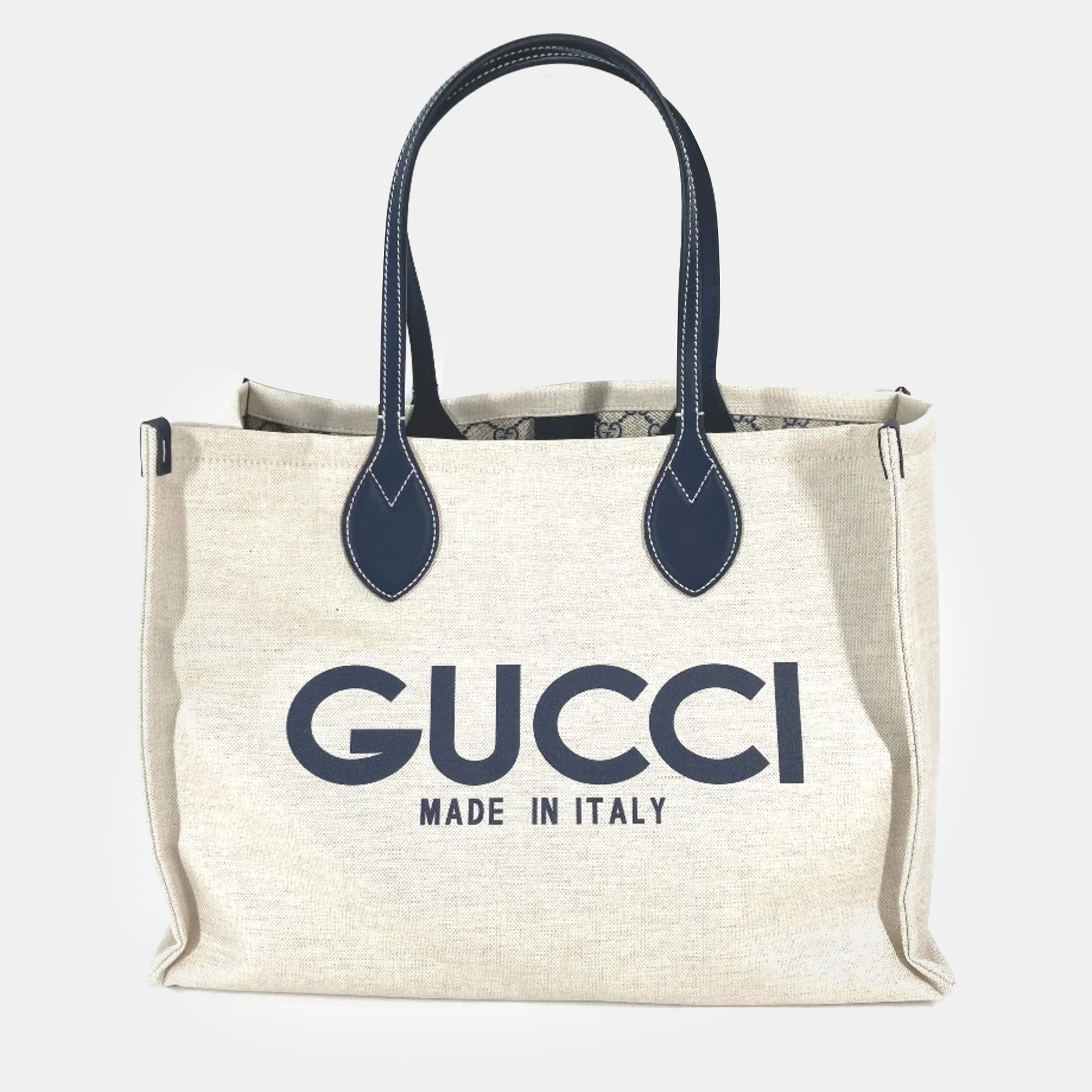 

Gucci Beige x Black Dark Navy Tote Bag