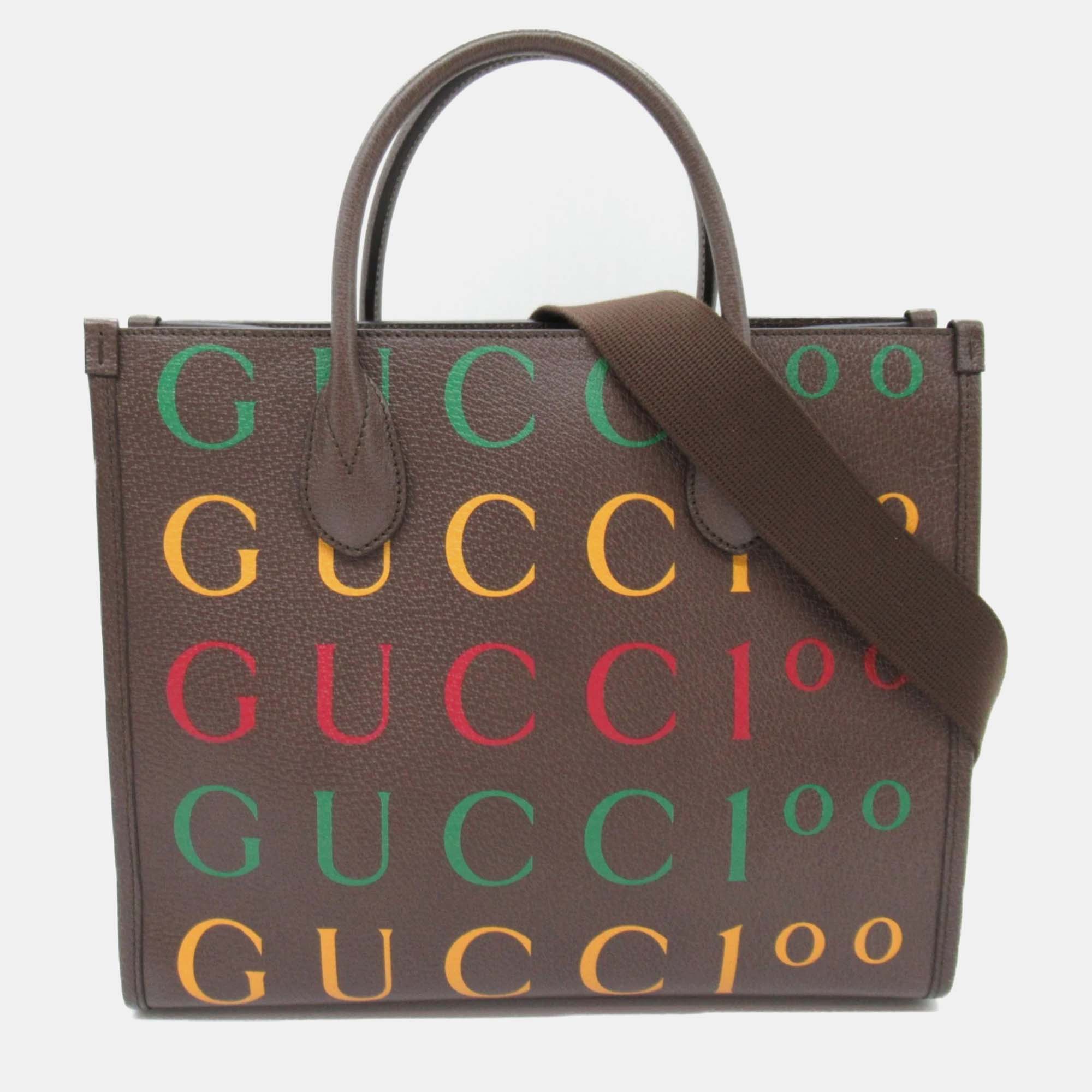 Pre-owned Gucci Brown Canvas Gg Tote Bag