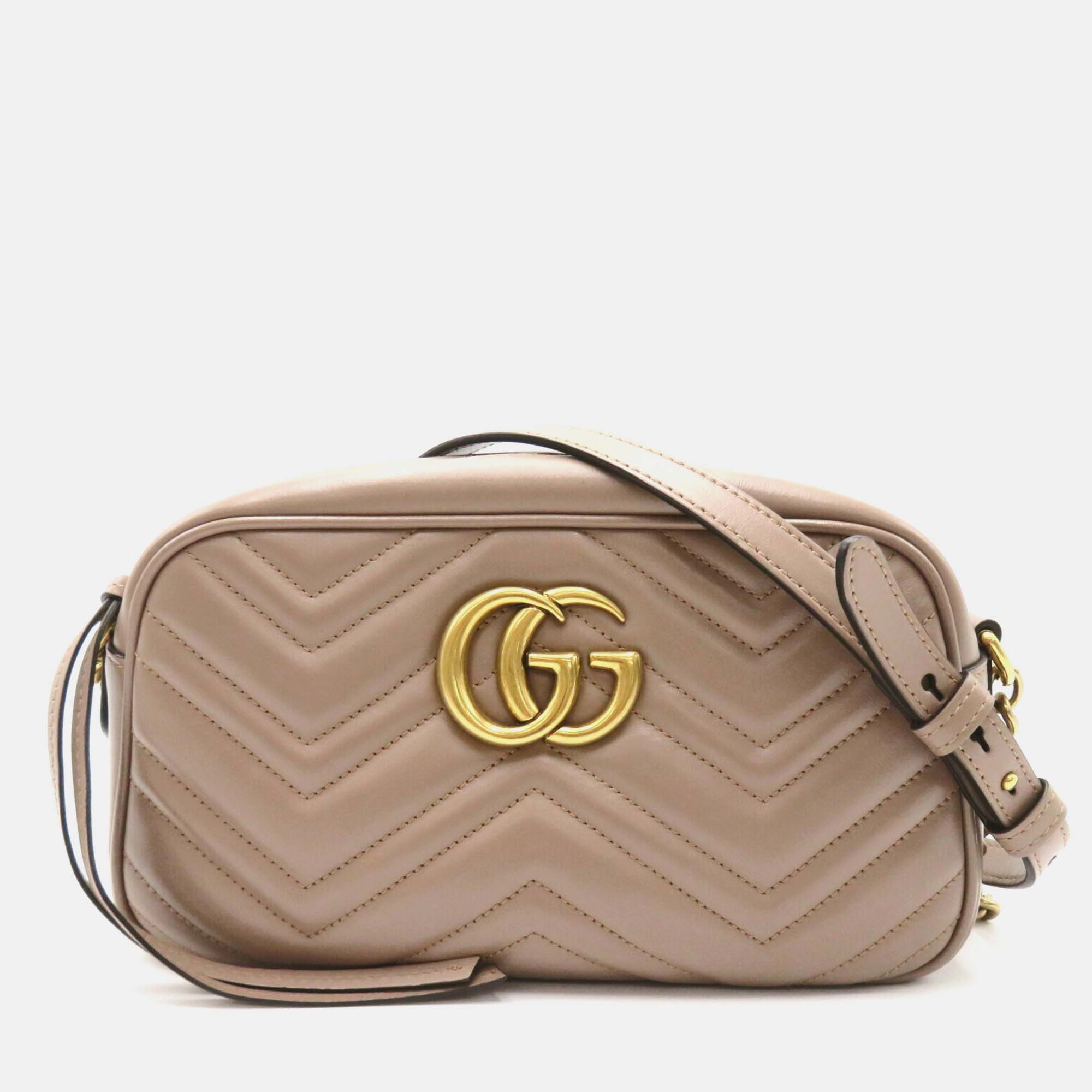 

Gucci Beige Leather GG Marmont Shoulder Bag