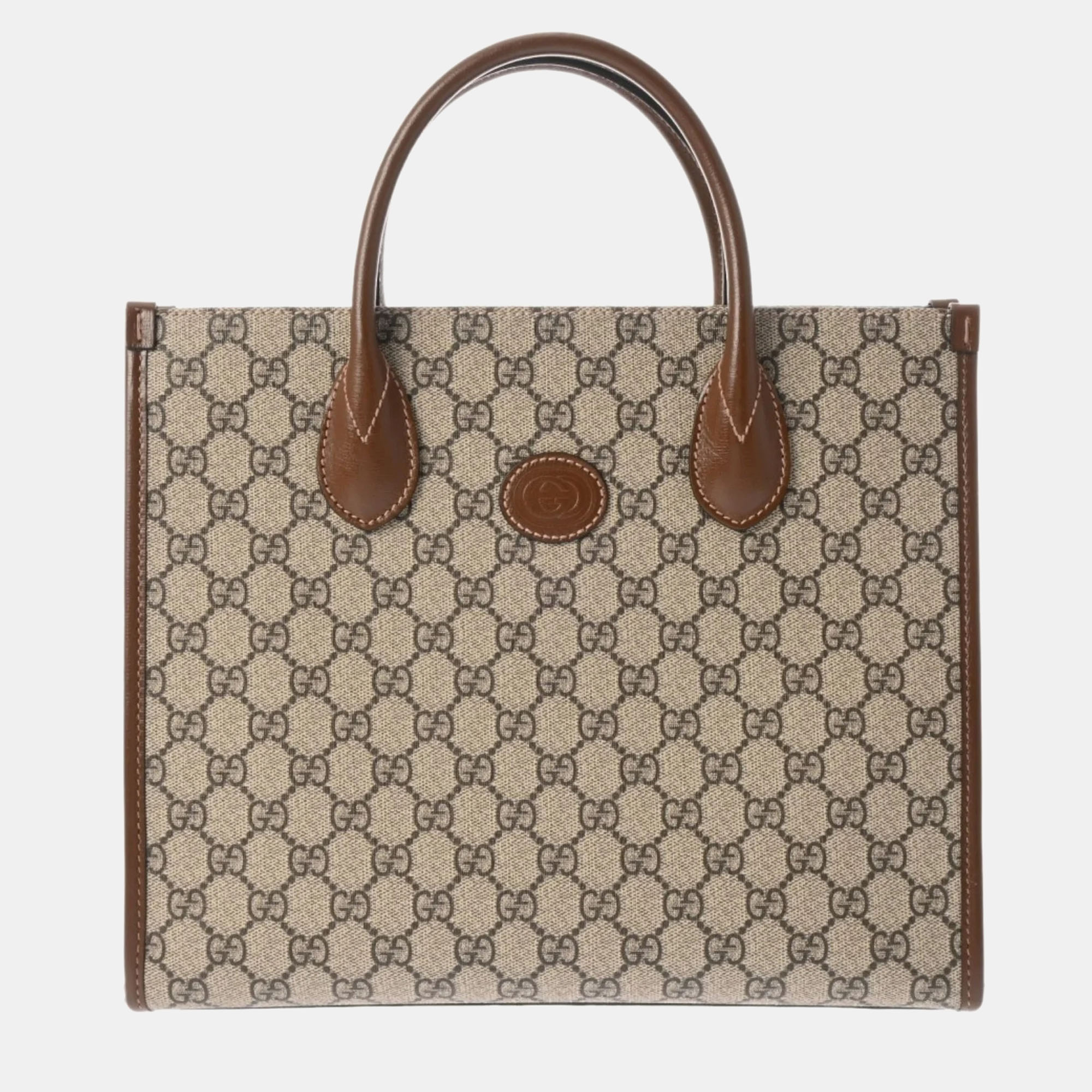 

Gucci Beige/Brown PVC Leather GG Supreme Small Tote Bag