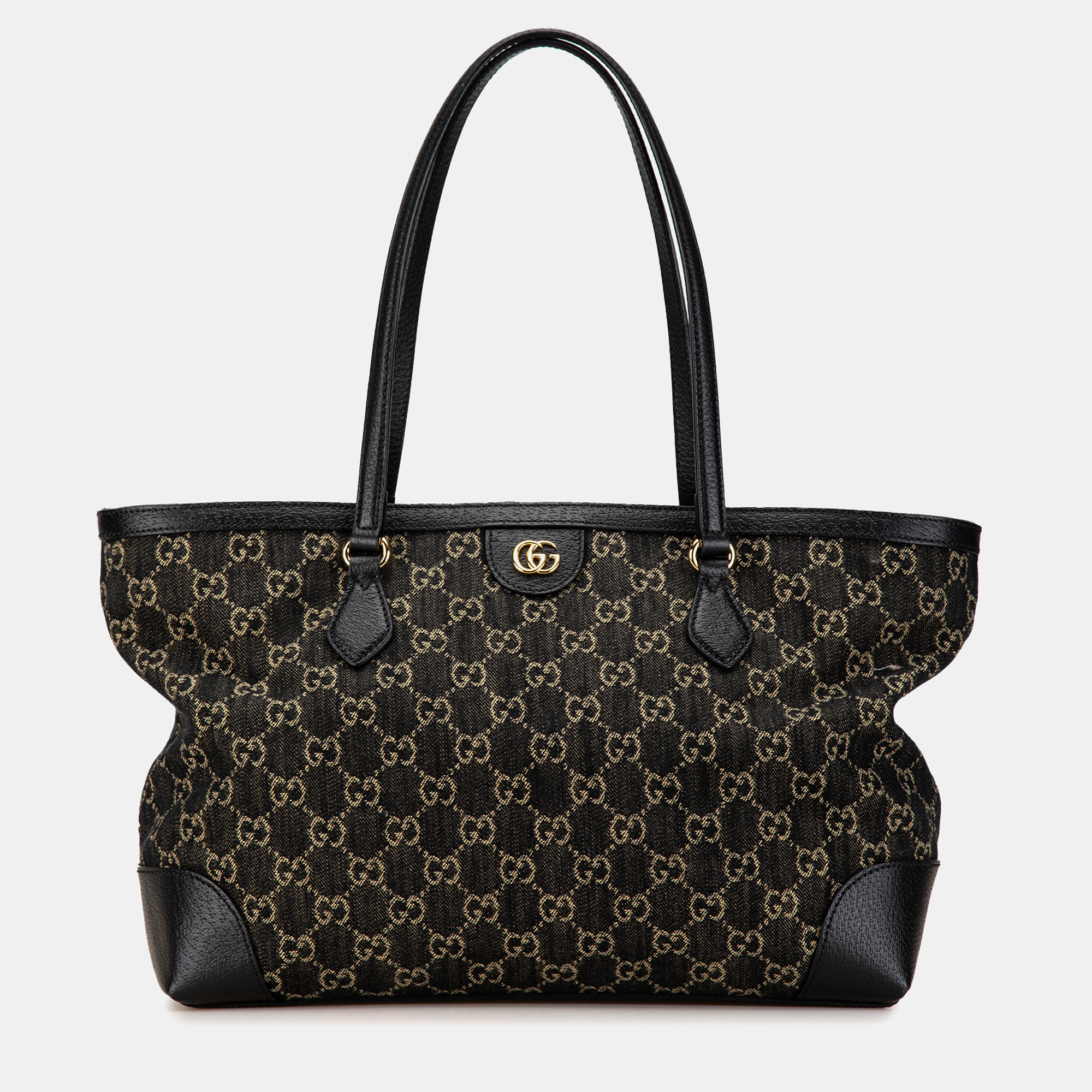 

Gucci Medium GG Denim Ophidia Shopping Tote Bag, Black