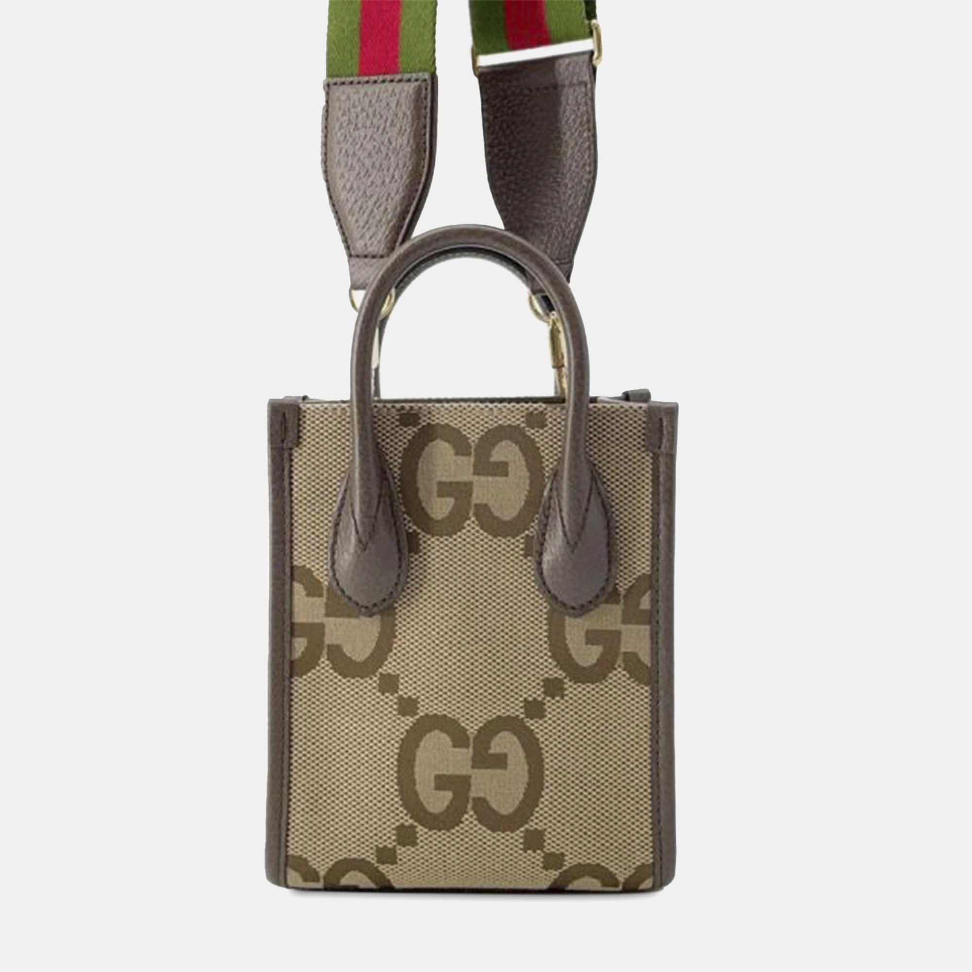 

Gucci Mini Jumbo GG Canvas Web Satchel, Beige