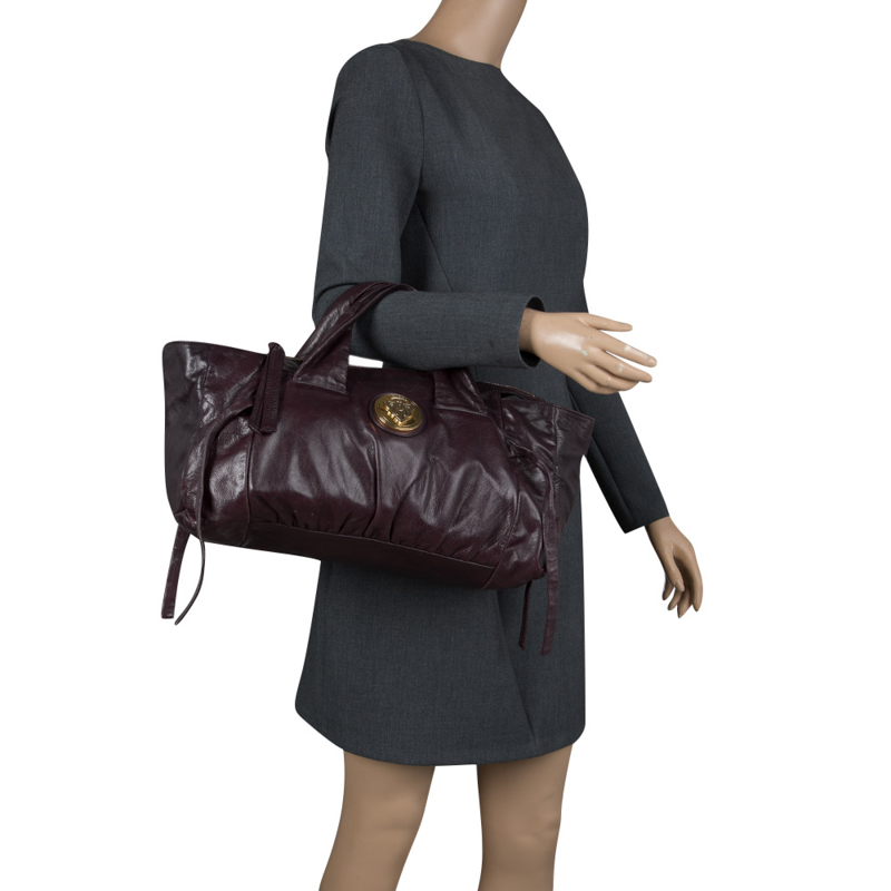 

Gucci Dark Purple Leather Small Hysteria Satchel