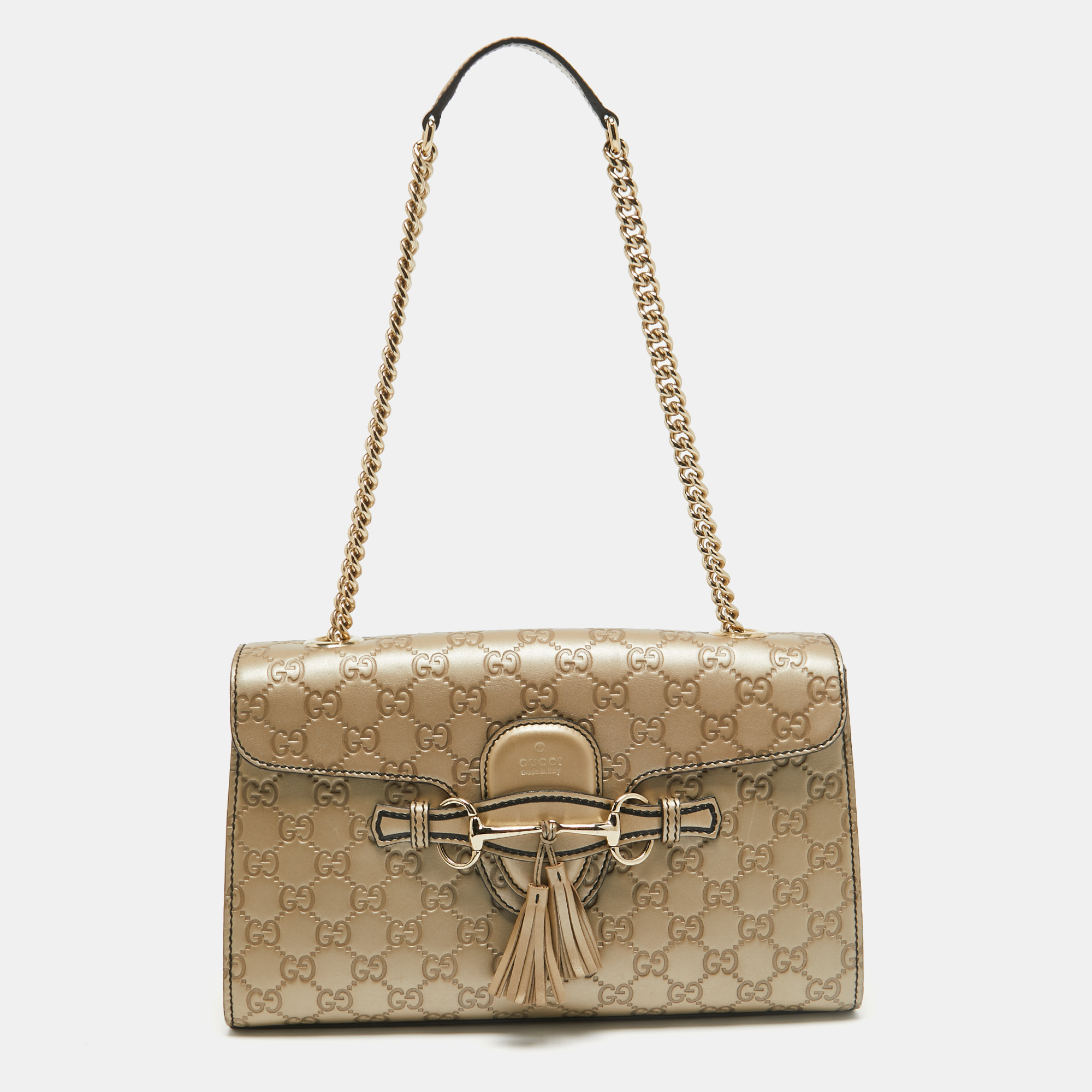 

Gucci Gold Guccissima Leather  Emily Chain Shoulder Bag