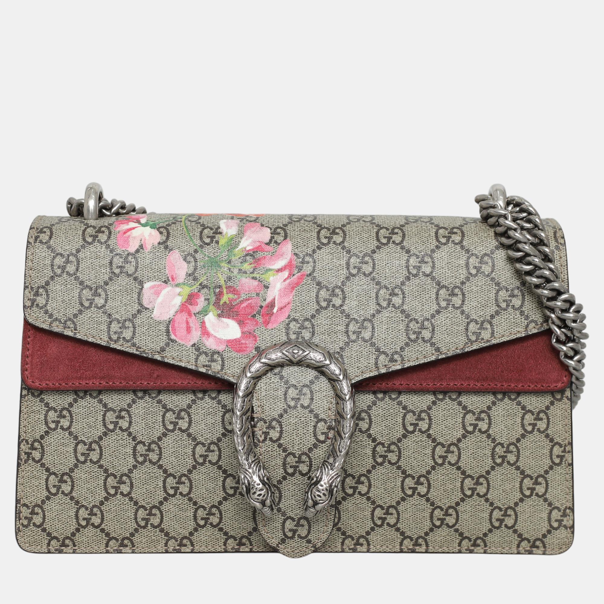 Pre-owned Gucci Gg Supreme Blooms Small Dionysus Bag In Multicolor