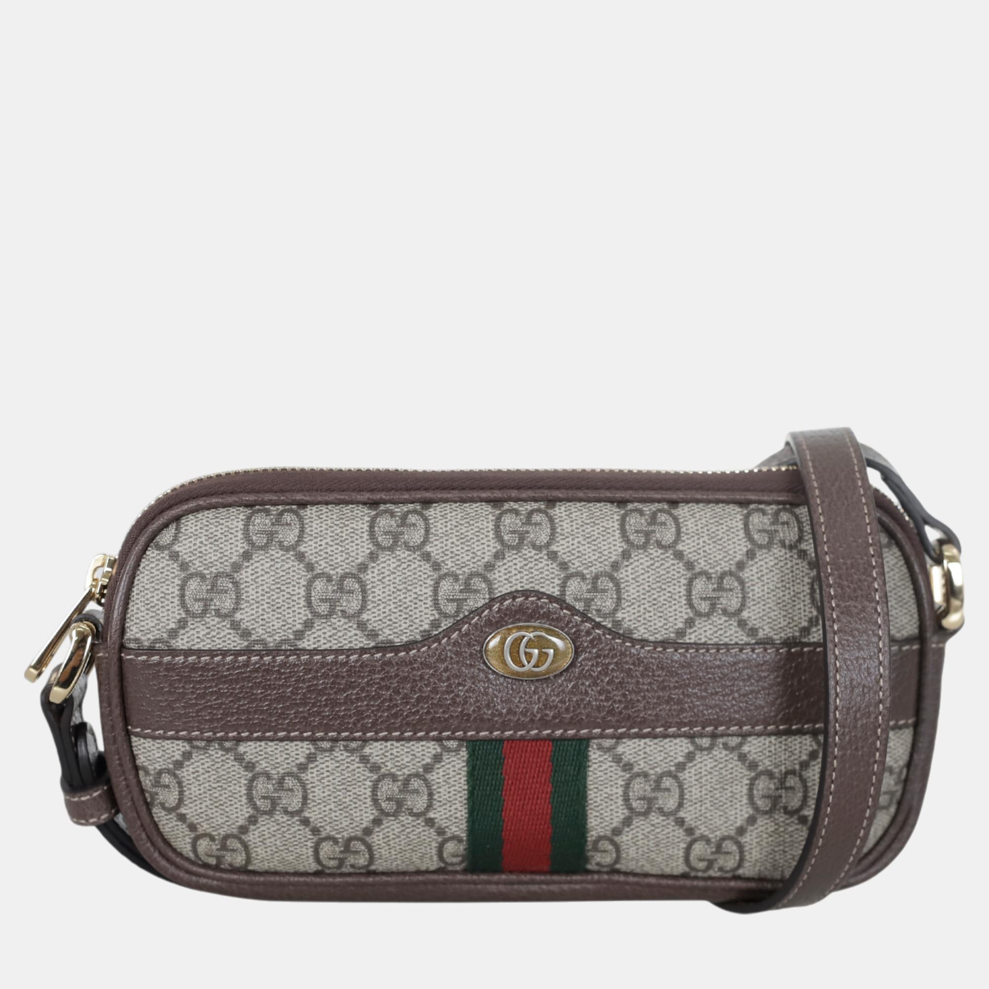 

Gucci Brown/Beige Canvas and Leather Ophidia GG Mini Shoulder Bag