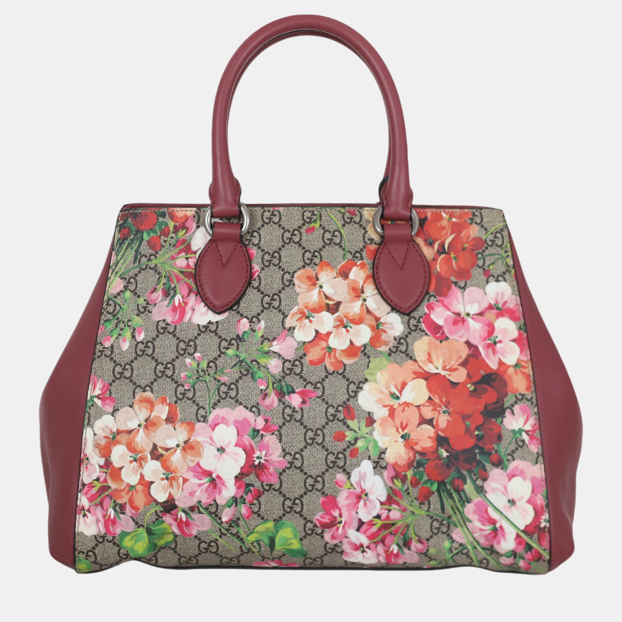 Pre-owned Gucci Gg Supreme Monogram Blooms Top Handle Bag In Multicolor