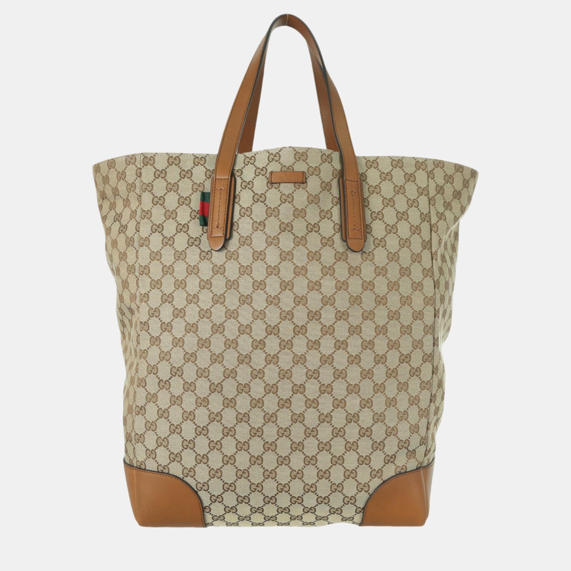 Pre-owned Gucci Gg Supreme Canvas Tote Bag In Brown