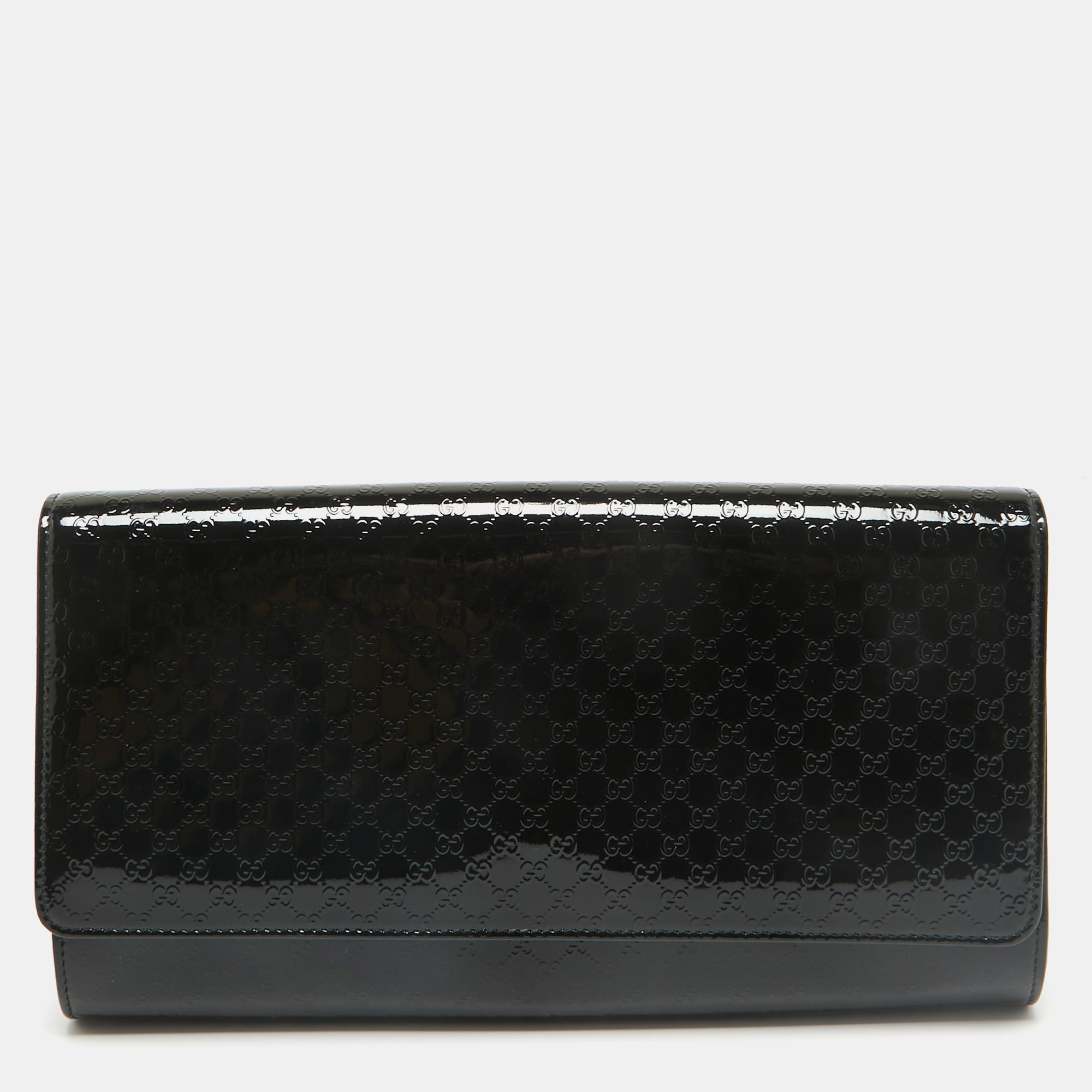 

Gucci Black Microguccissima Patent Leather  Broadway Clutch