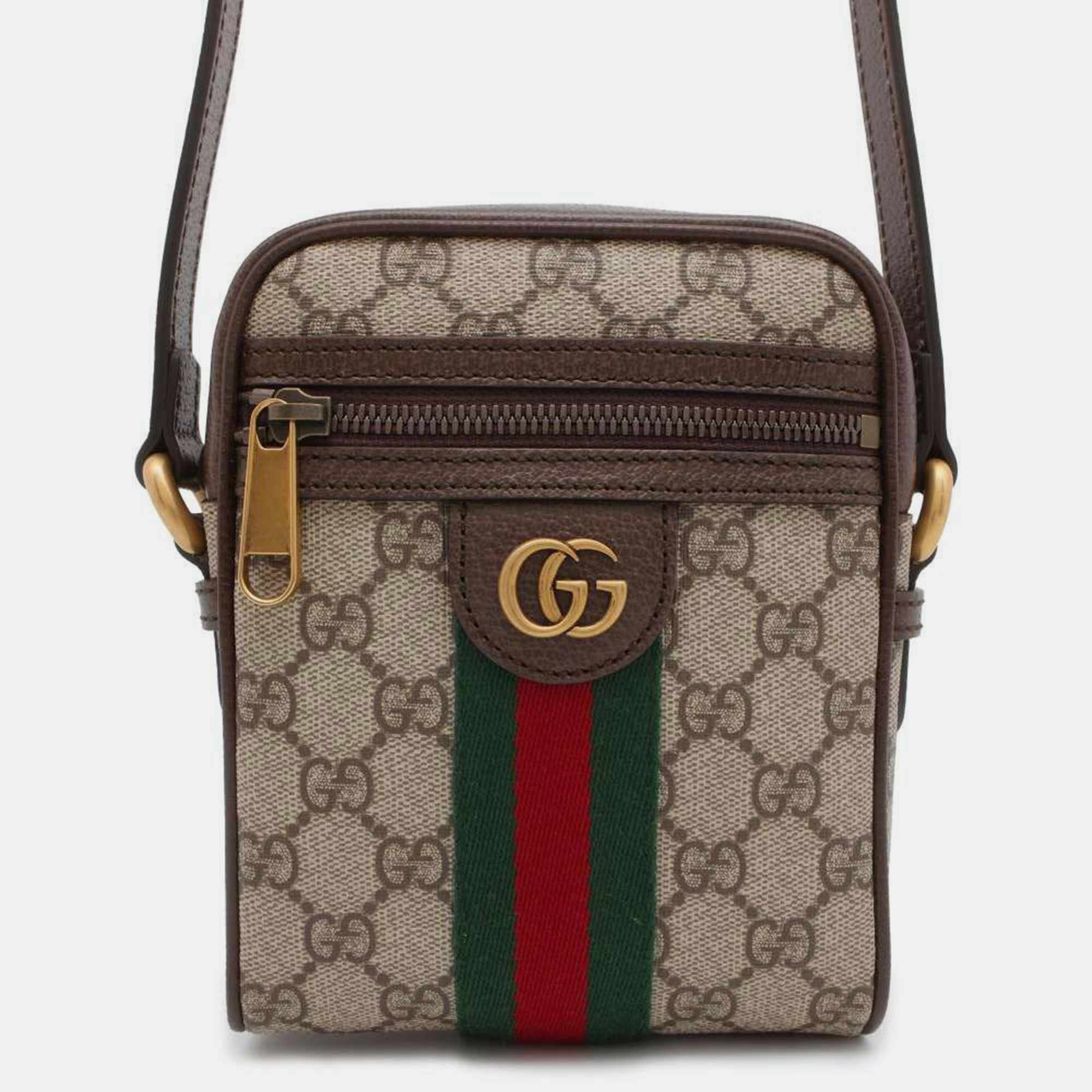 

Gucci Beige/Brown GG Canvas Leather GG Supreme Offdia Shoulder Bag