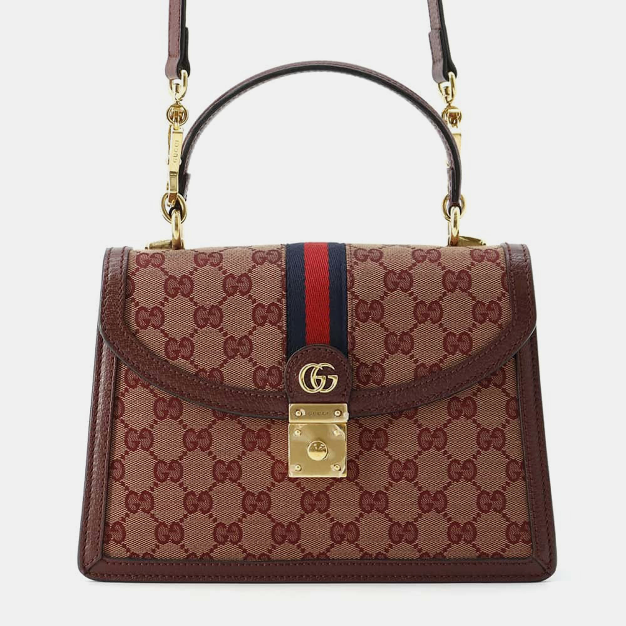 

Gucci Bordeaux Canvas Leather Offdia Shoulder Bag, Burgundy