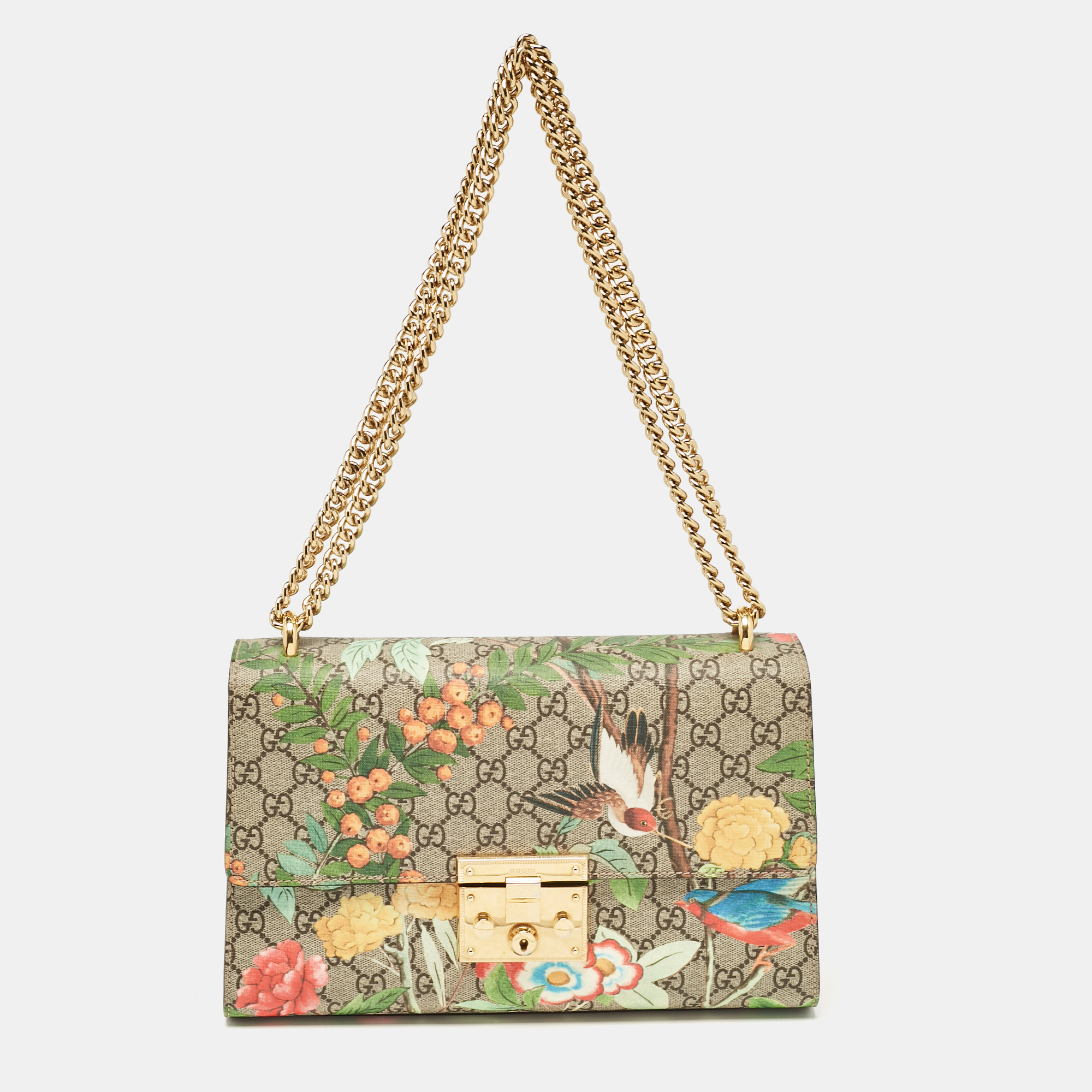 

Gucci Multicolor GG Tian Supreme Canvas Leather Medium Padlock Shoulder Bag