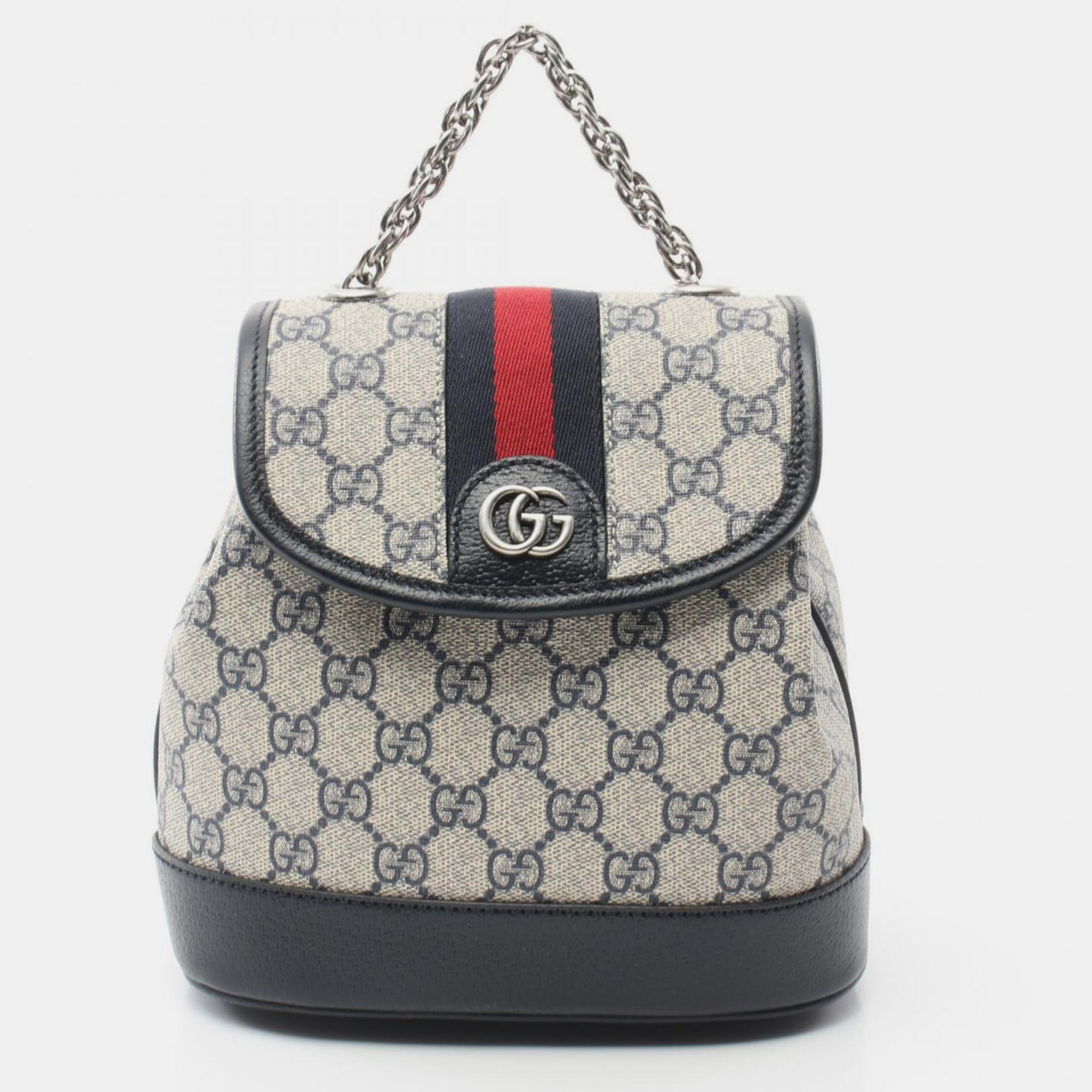 

Gucci Offdia Gg Supreme Coated Canvas Leather White Navy Backpack, Beige