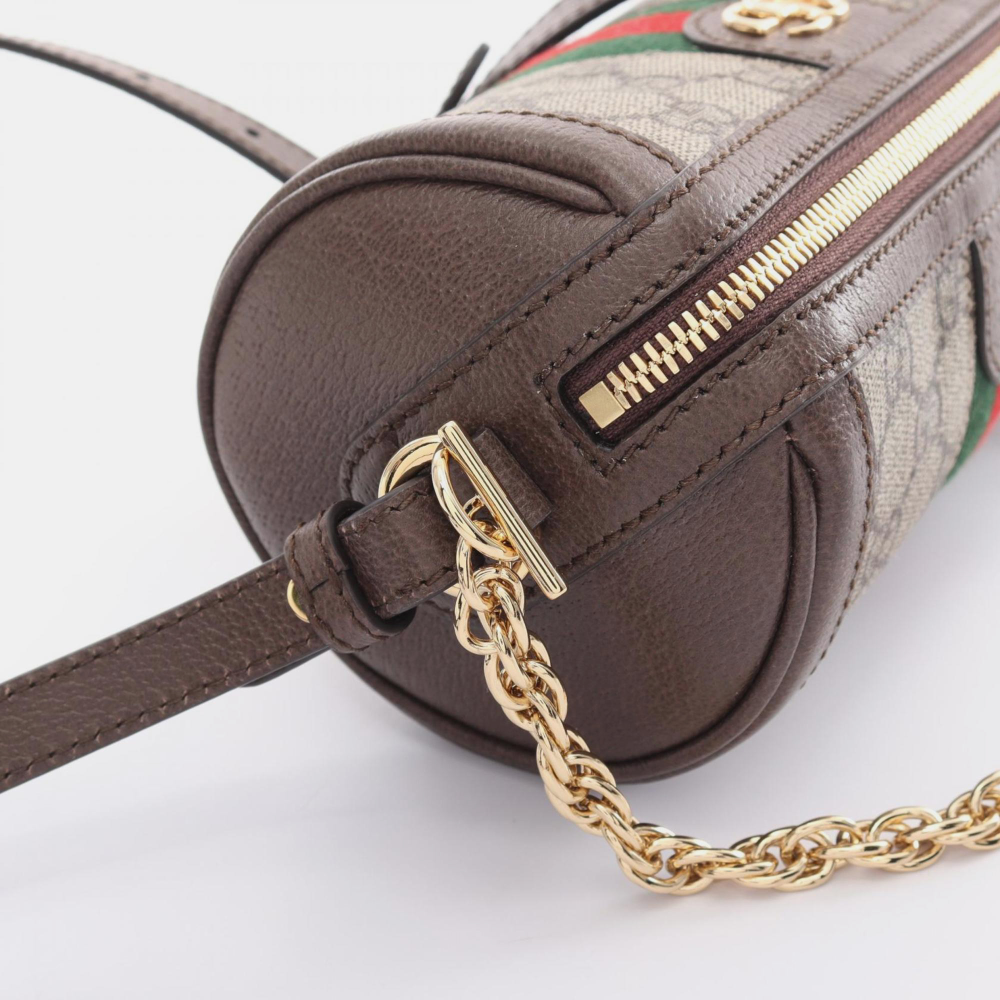 Gucci Ophidia Gg Supreme Coated Canvas Leather Beige Brown Multicolor Shoulder Bag 