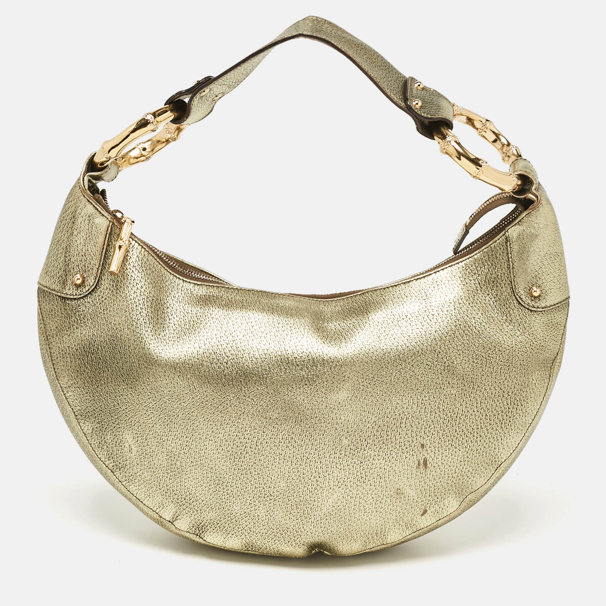 

Gucci Gold Leather Bamboo Ring Hobo