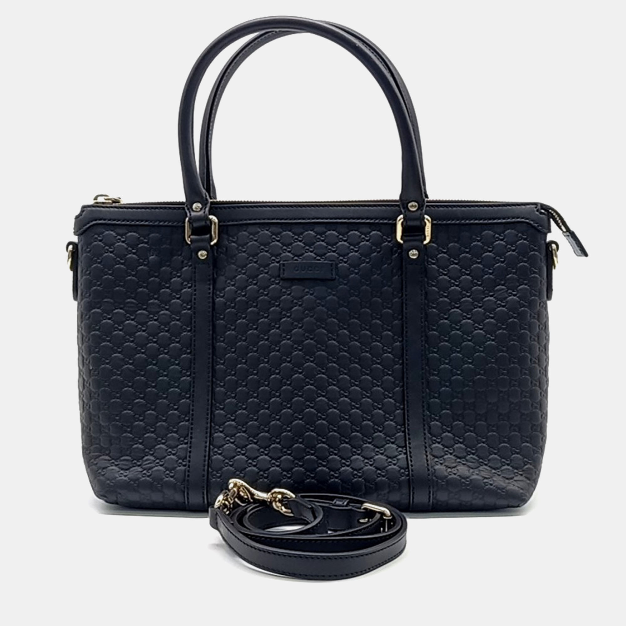 Pre-owned Gucci Micro Cima Line Tote Bag In Black