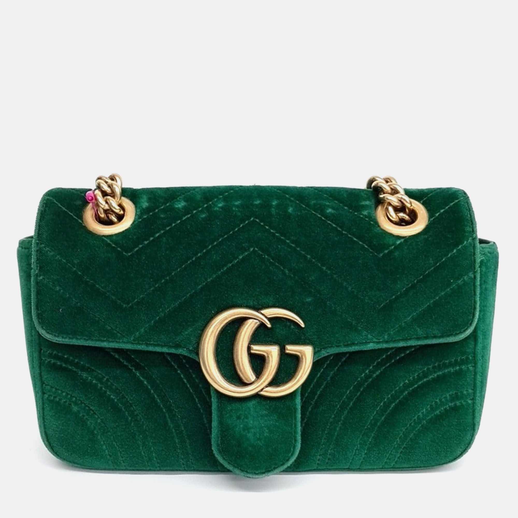 

Gucci Velvet Matrace Mini Shoulder Bag, Green