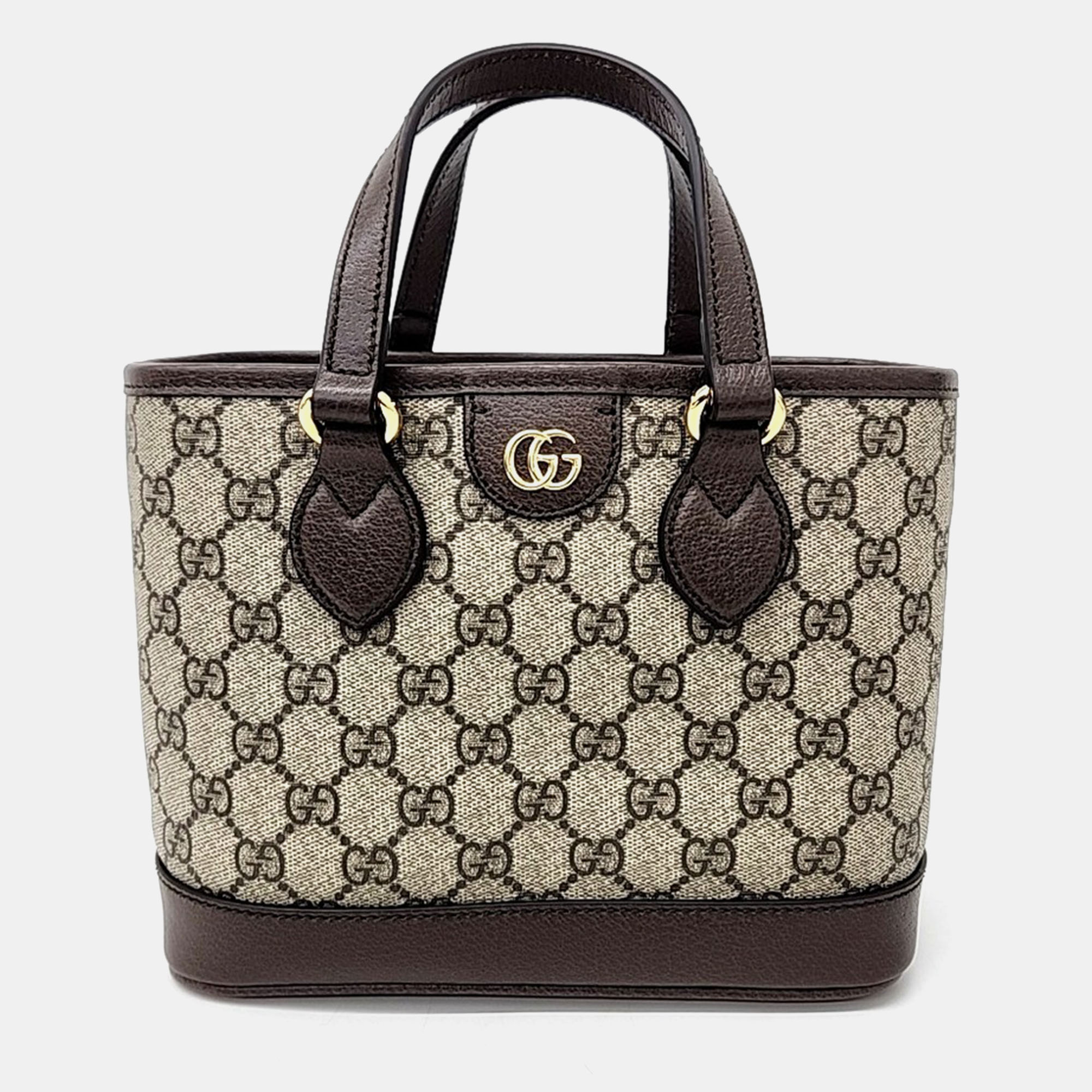 Pre-owned Gucci Ophidia Mini Tote Bag In Beige