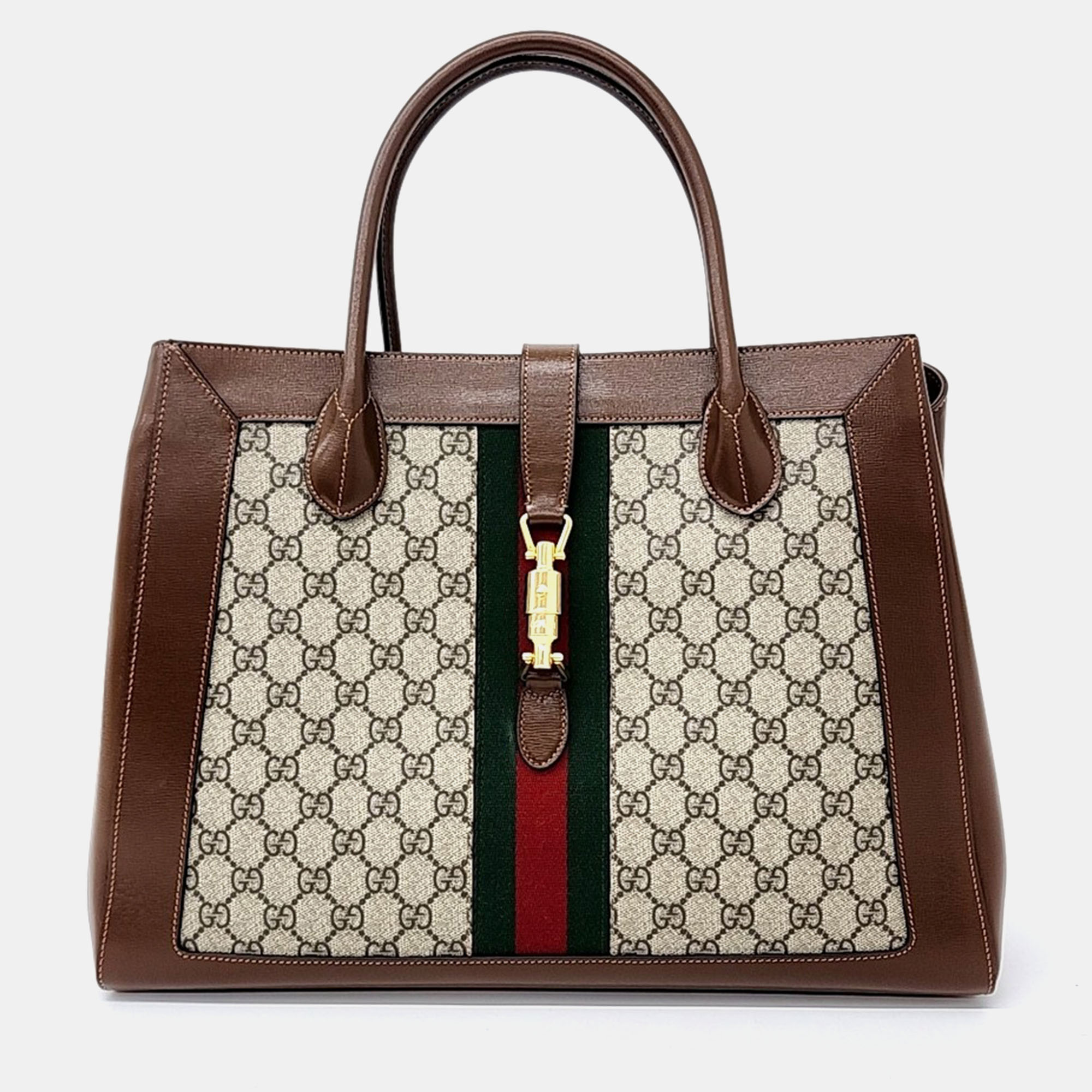 Pre-owned Gucci Jackie 1961 Large Tote Bag In Beige