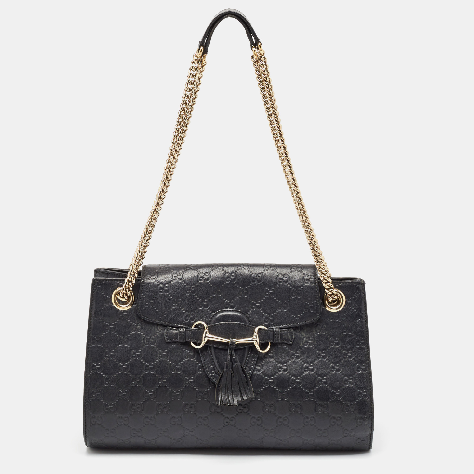 

Gucci Black Guccissima Leather  Emily Chain Shoulder Bag