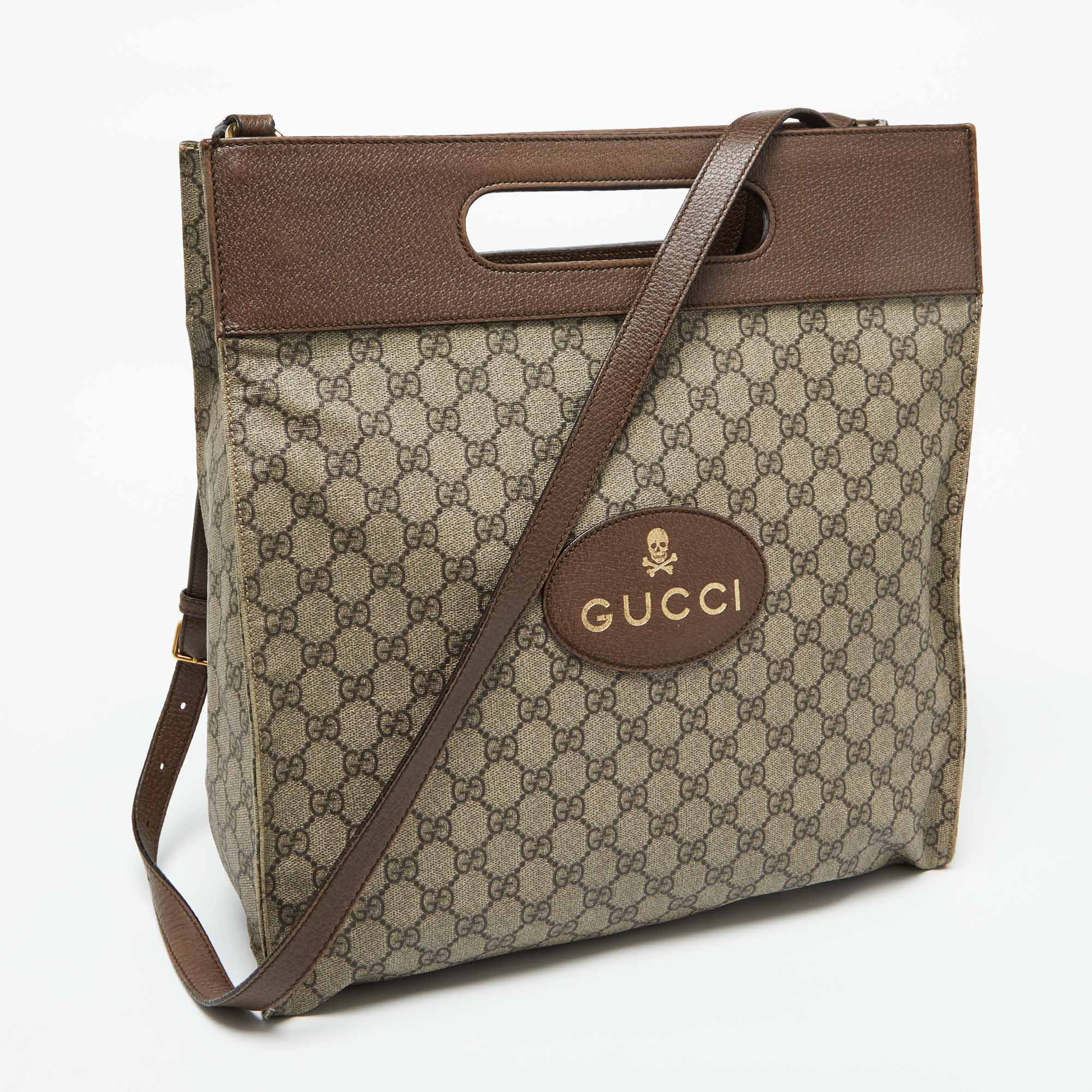 Gucci Beige/Brown GG Supreme Canvas and Leather Neo Vintage Tote 