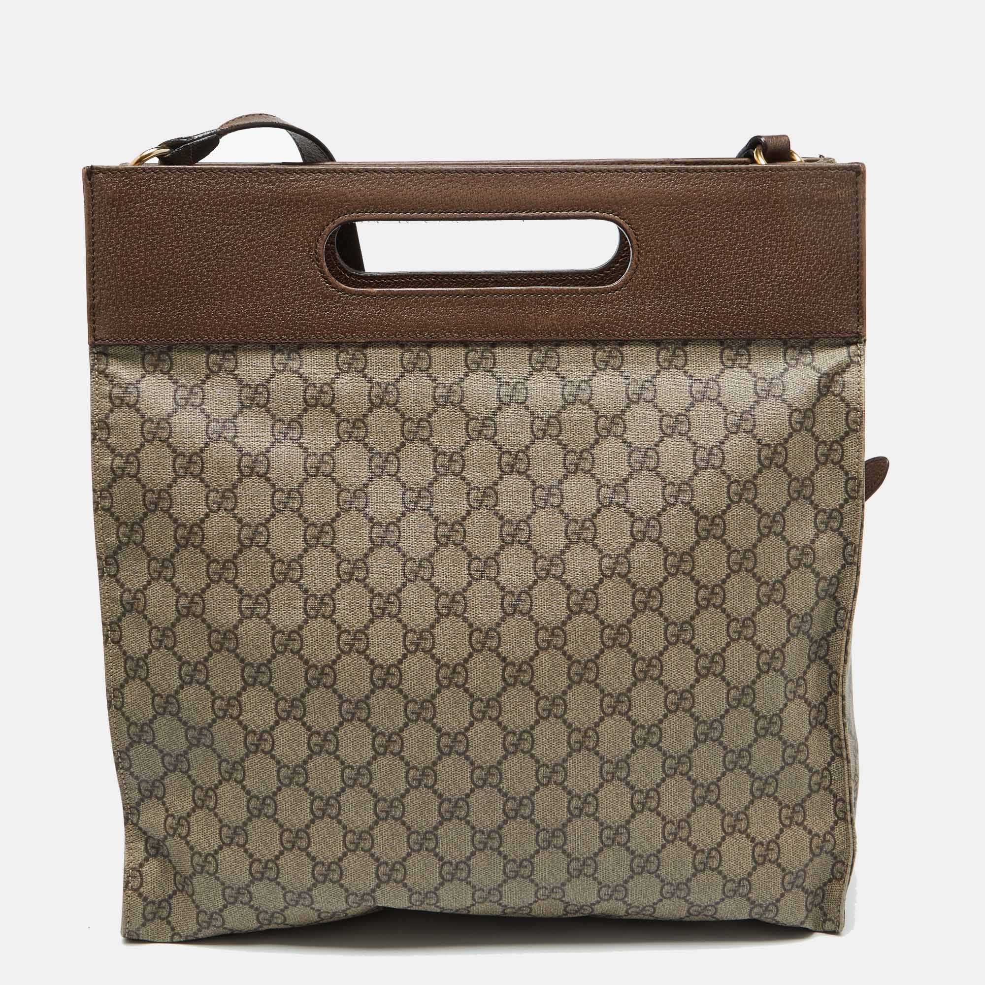Gucci Beige/Brown GG Supreme Canvas and Leather Neo Vintage Tote 