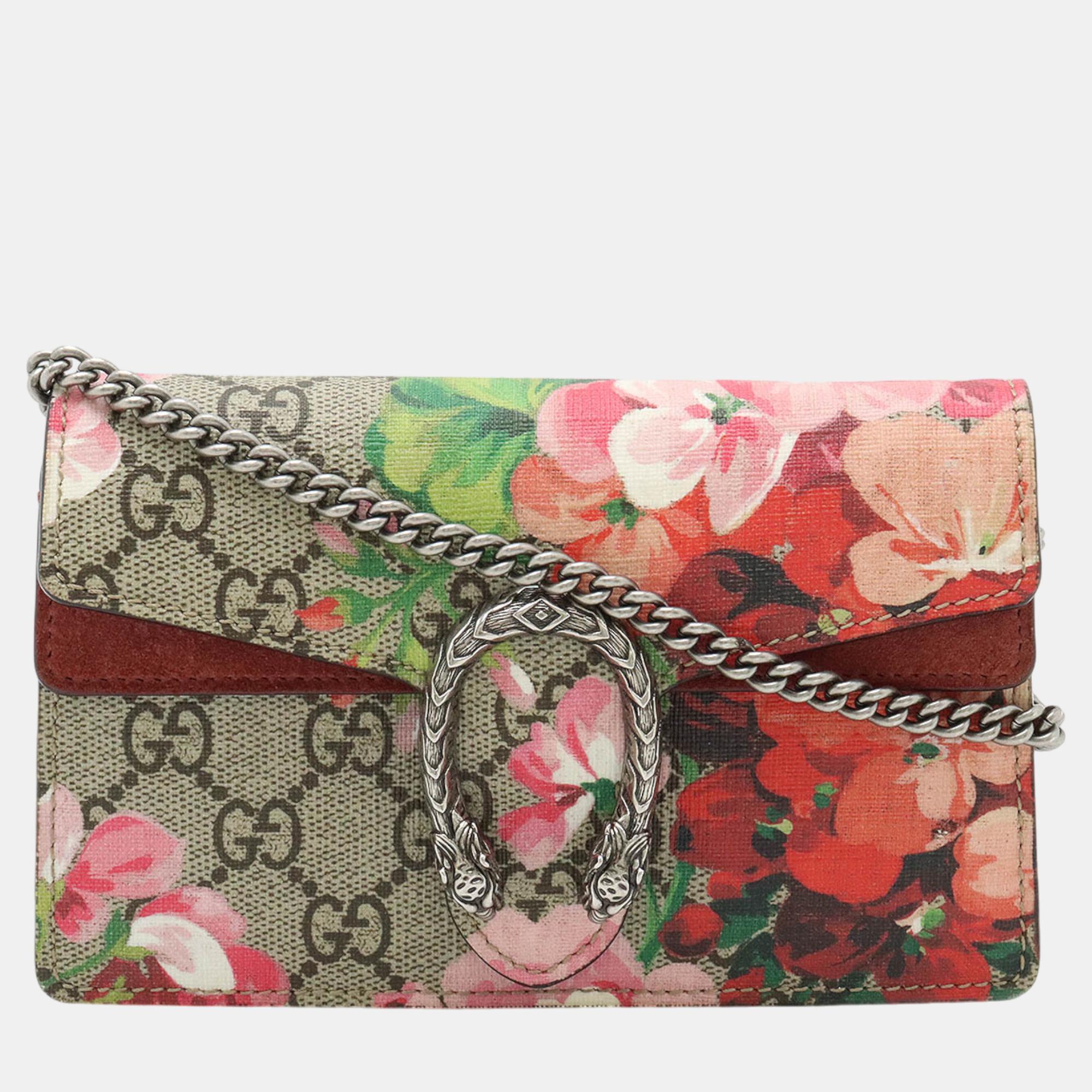 

Gucci GG Blooms Dionysus Super Mini Bag Beige Pink Canvas, Multicolor